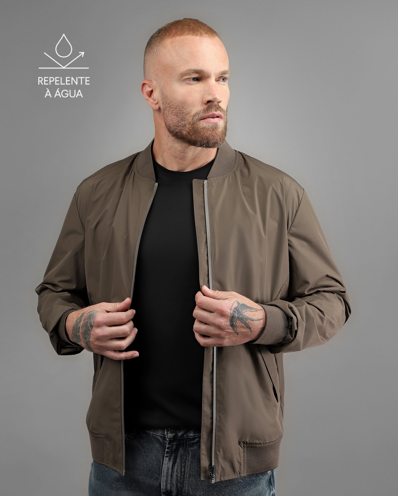 Jaqueta masculina bomber Tech D-Ultra repelente à água verde