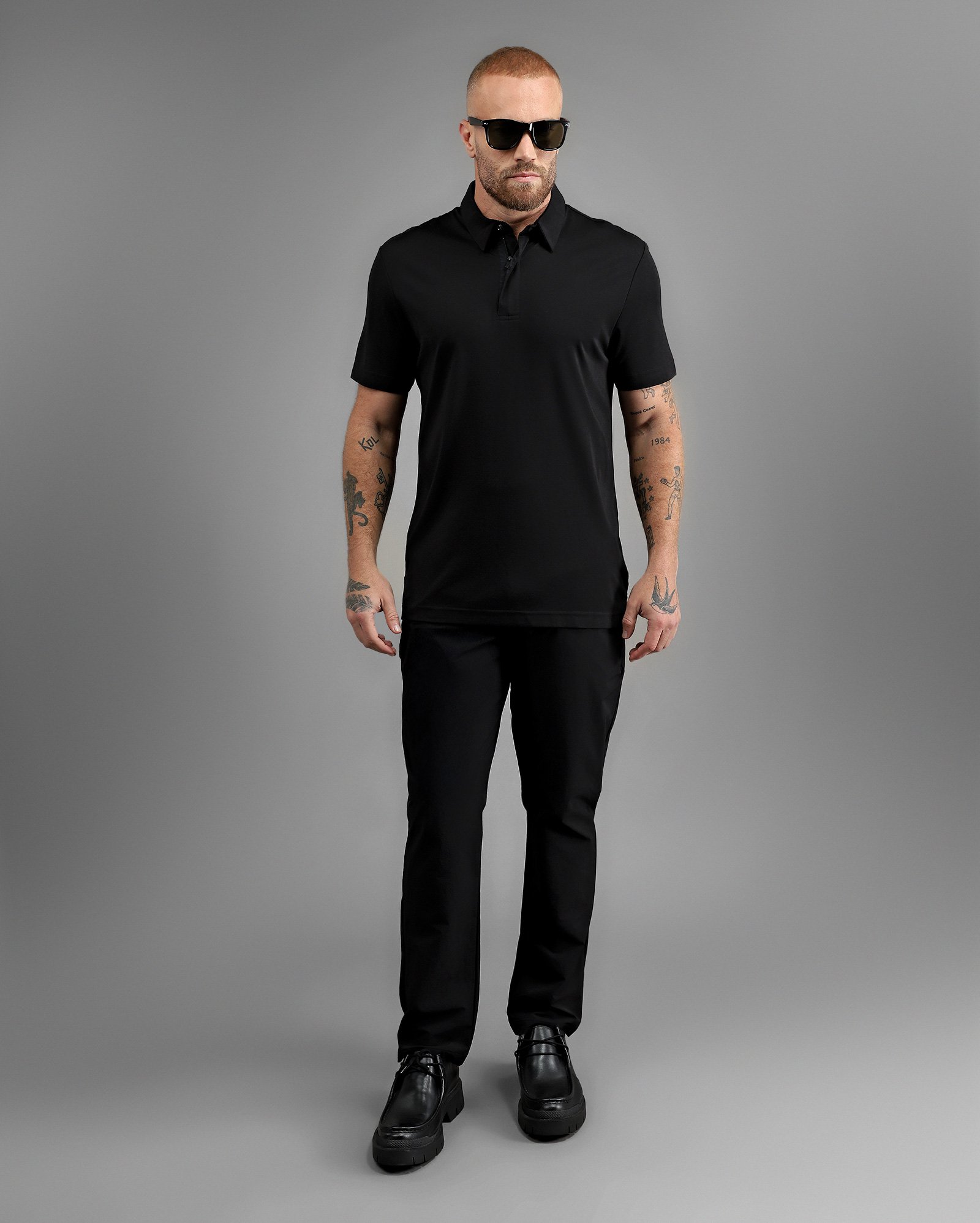 Camisa polo masculina Tech D-Ultra toque frio - Preto