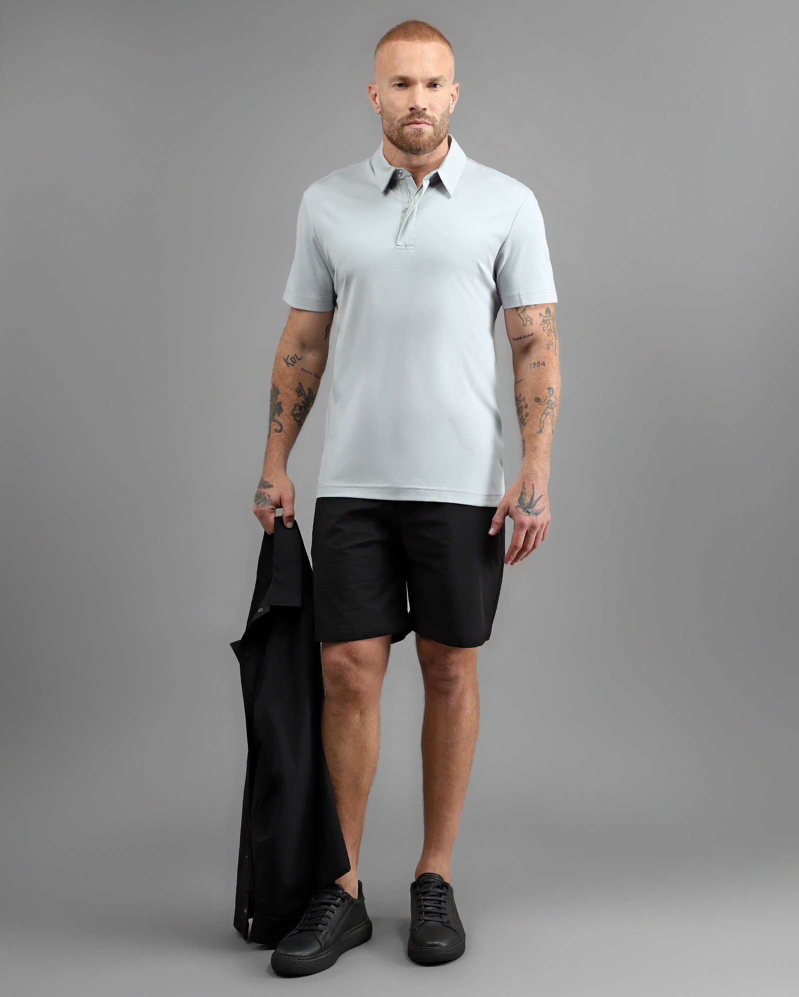 Camisa polo masculina Tech D-Ultra toque frio cinza claro