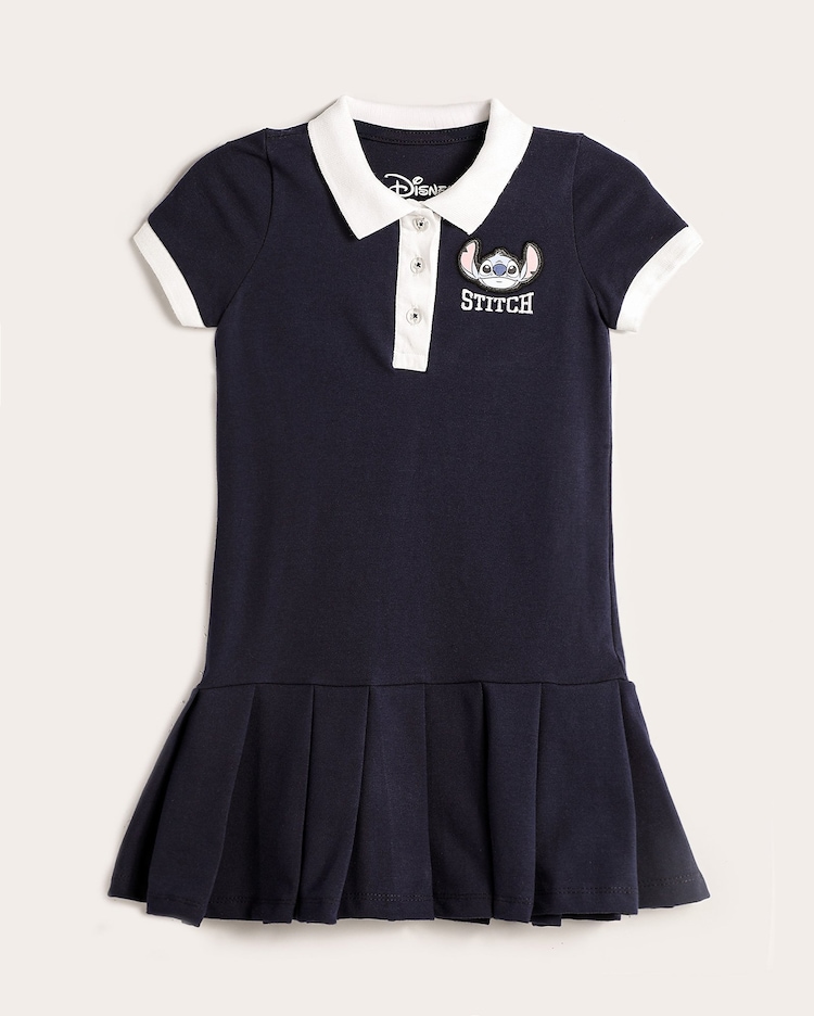 Riachuelo Vestido infantil gola polo com pregas Stitch 4-10A