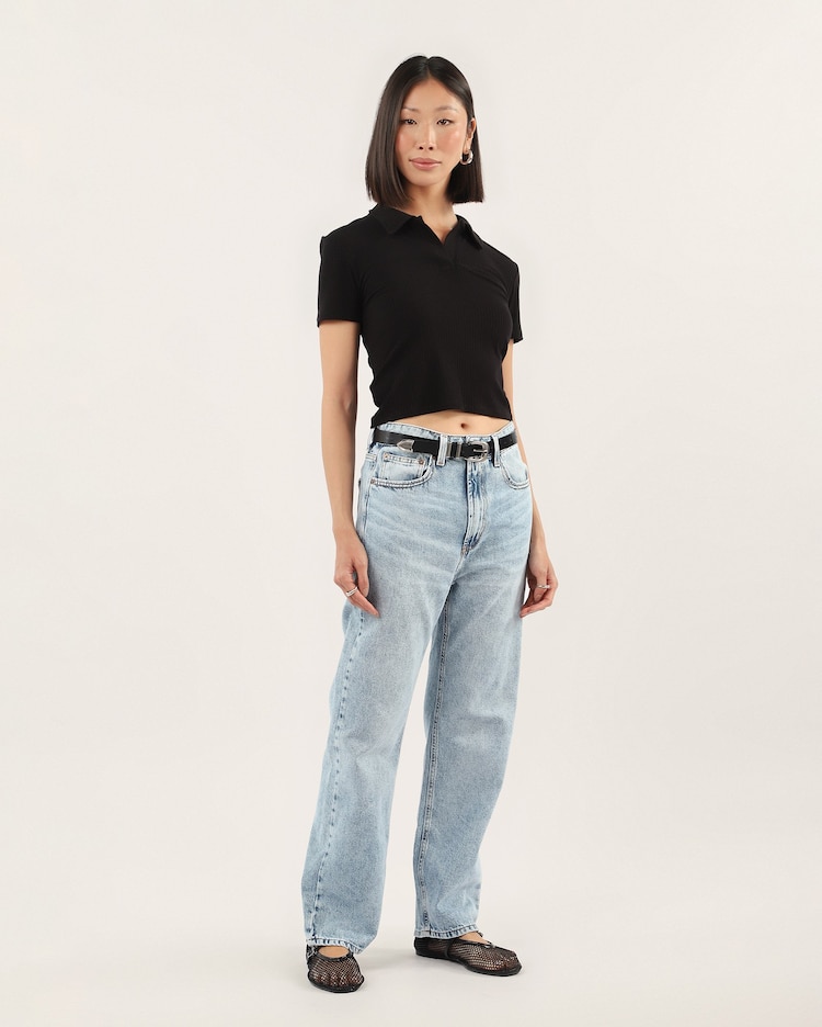 Calça jeans feminina reta loose - denim claro | Pool Jeans | Riachuelo