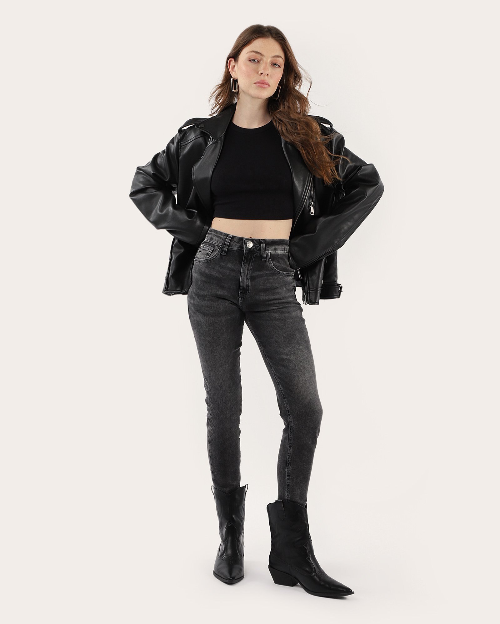 Calça black jeans feminina skinny cintura alta estonada | Pool Jeans