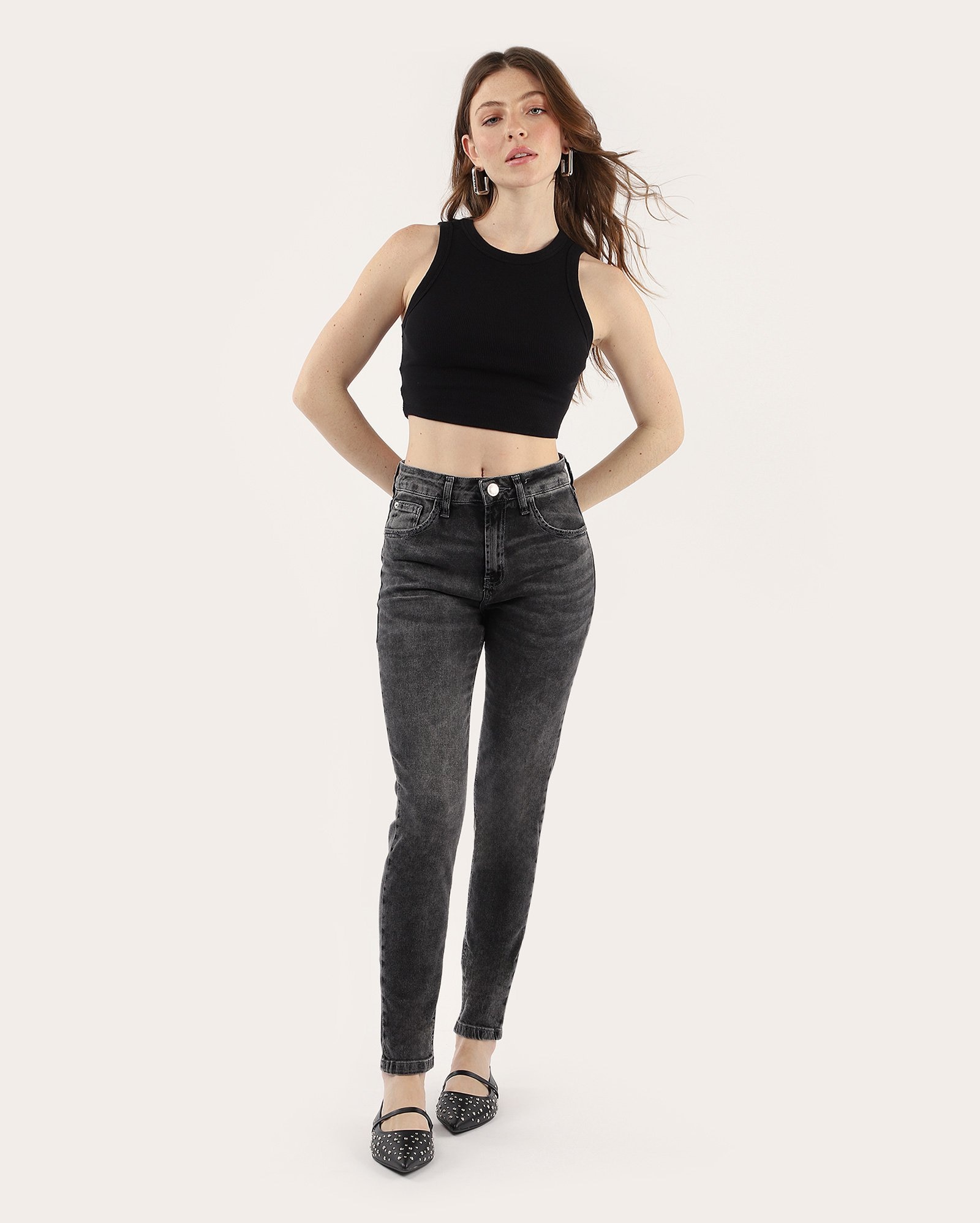 Calça black jeans feminina skinny cintura alta estonada | Pool Jeans