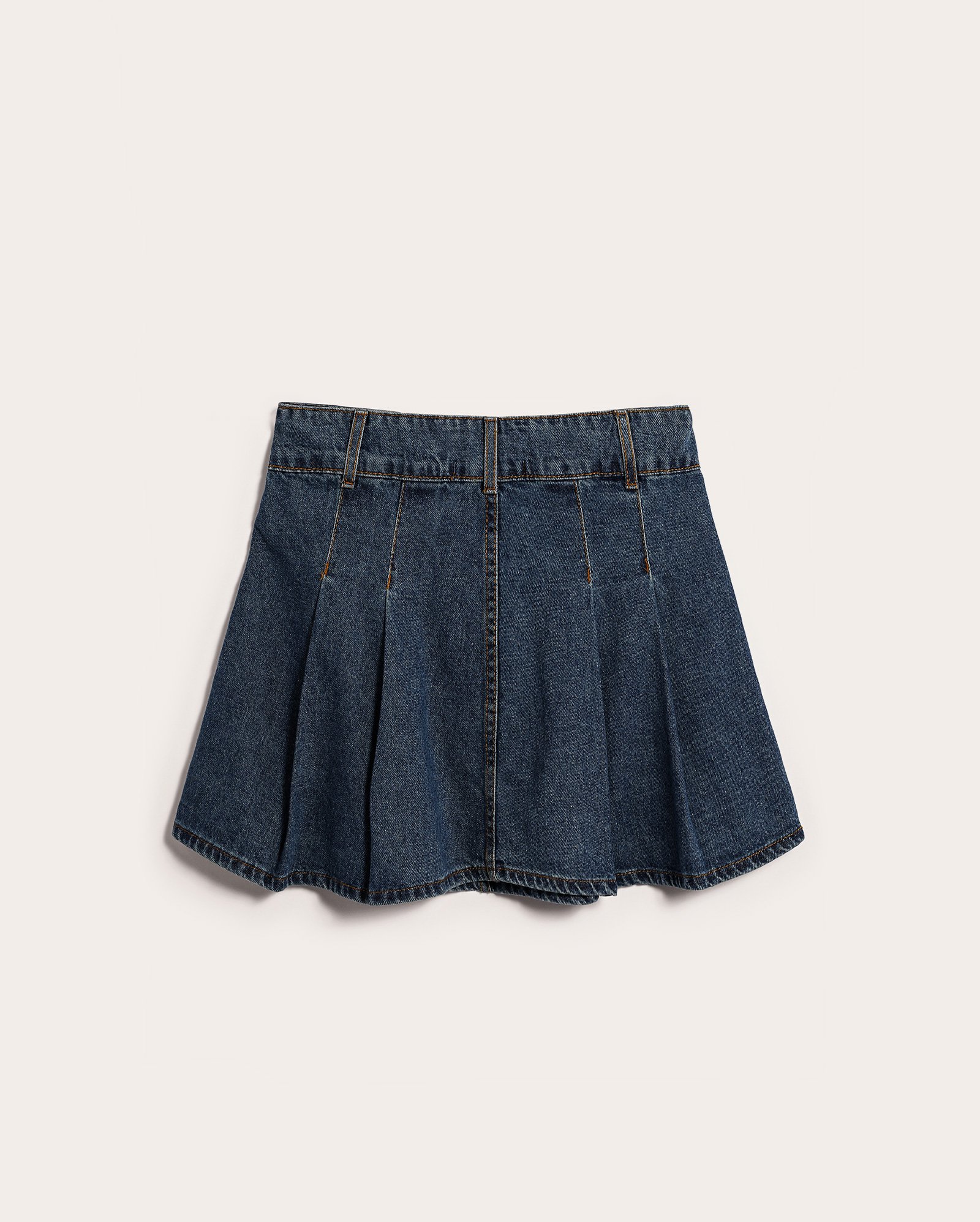 Saia jeans juvenil com pregas clássica denim escuro | Pool