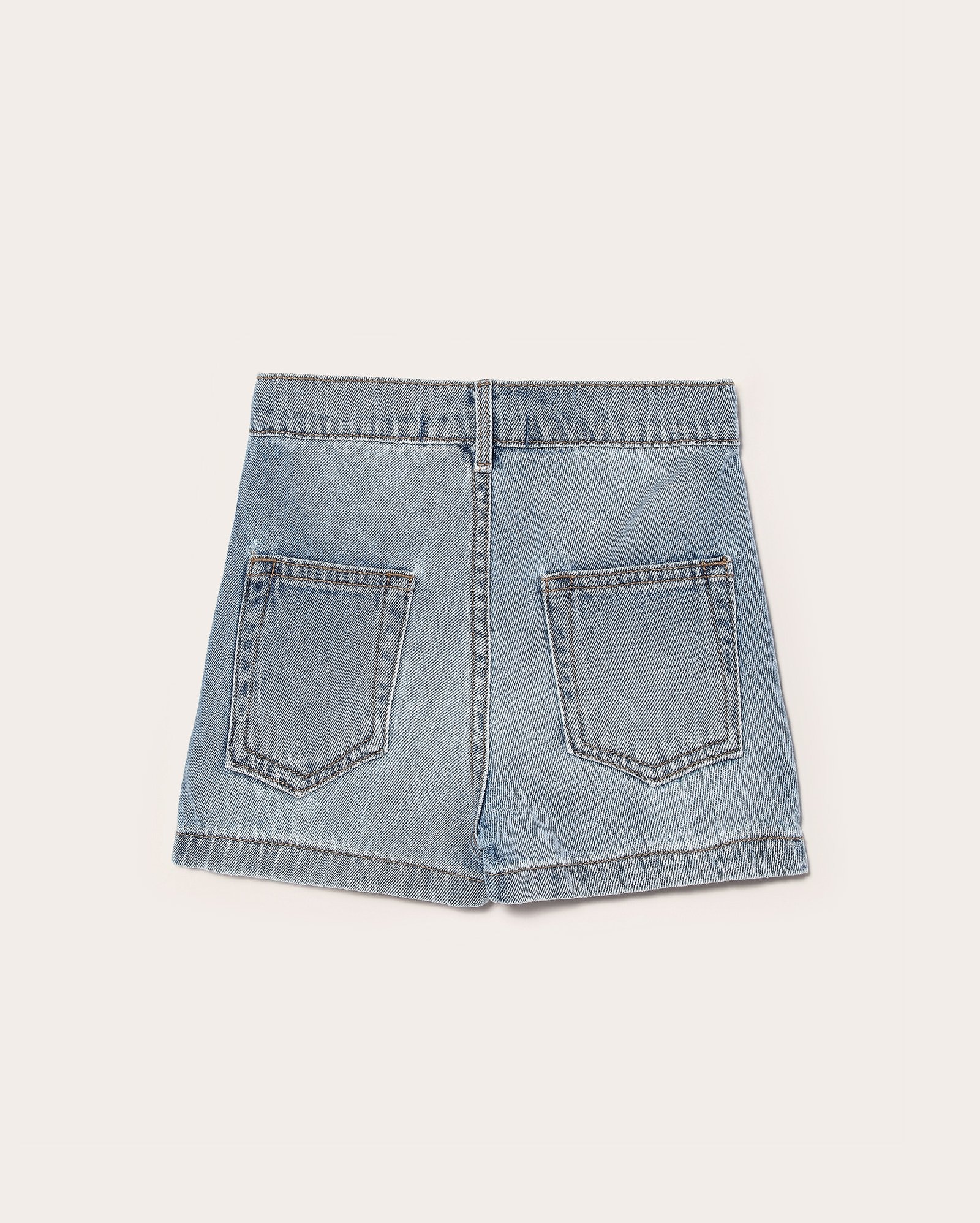 Short-saia jeans infantil pespontado 4-10A denim médio | Pool Kids