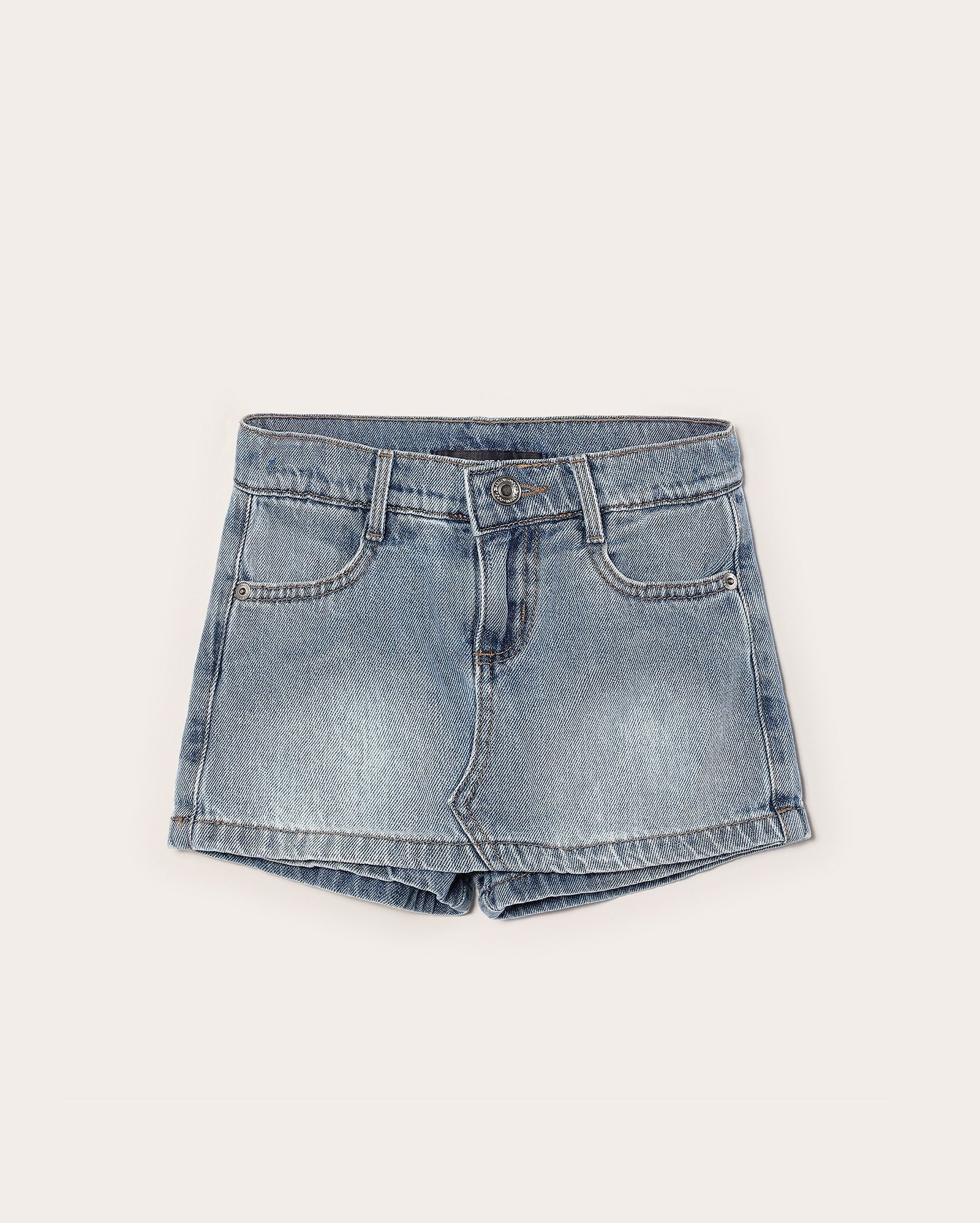 Short-saia jeans infantil pespontado 4-10A denim médio | Pool Kids