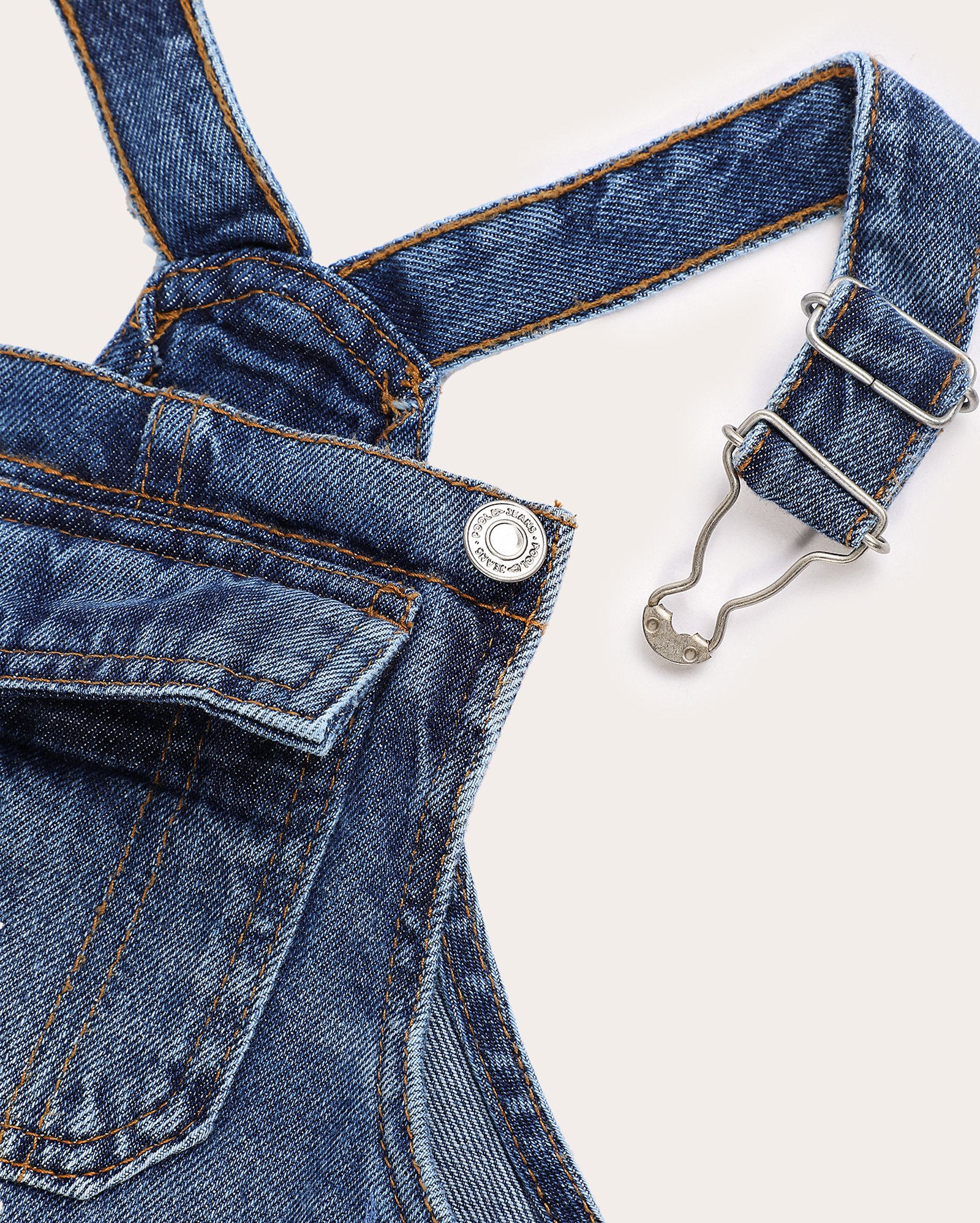 Jardineira jeans infantil com bolso 1-4A denim escuro | Pool Jeans