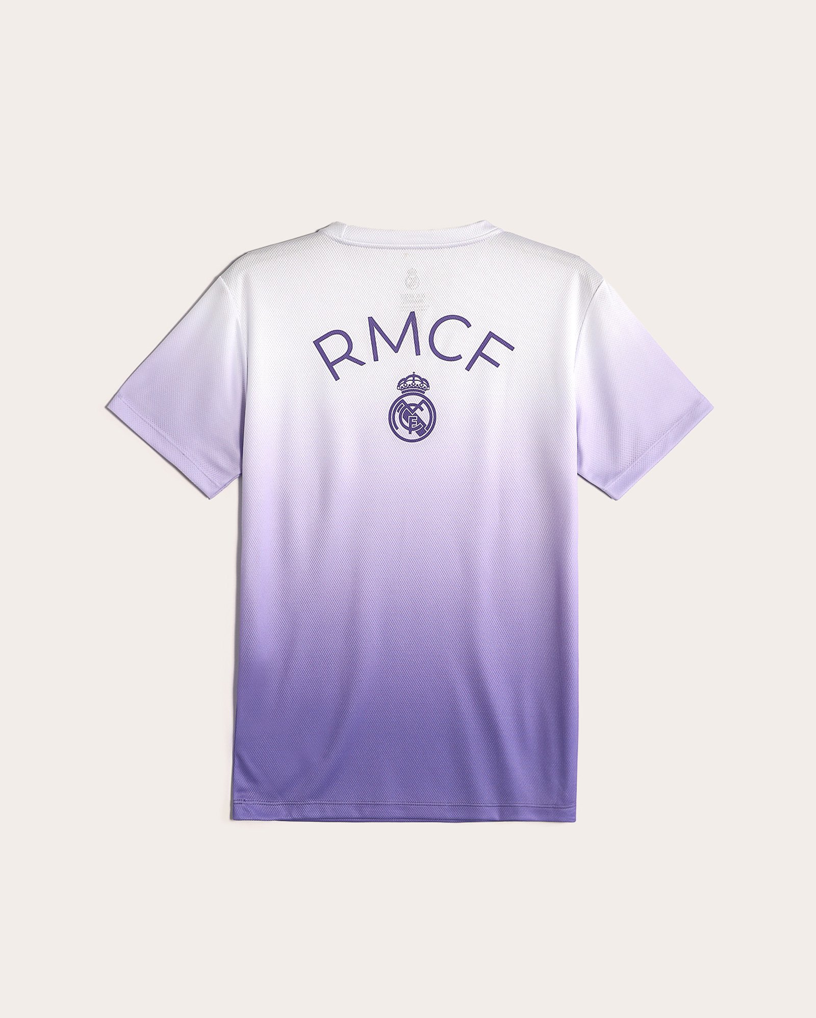 Camiseta esportiva juvenil futebol Real Madrid C.F degradê lilás