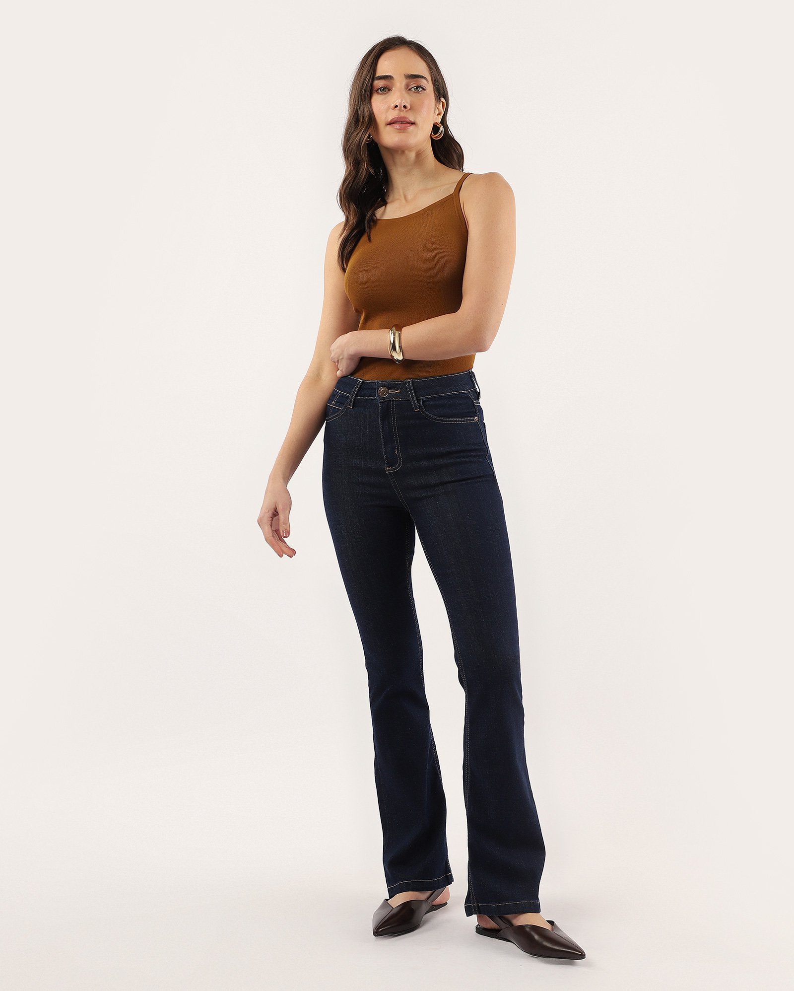 Calça jeans feminina bootcut cintura alta - Jeans Escuro | Pool Jeans