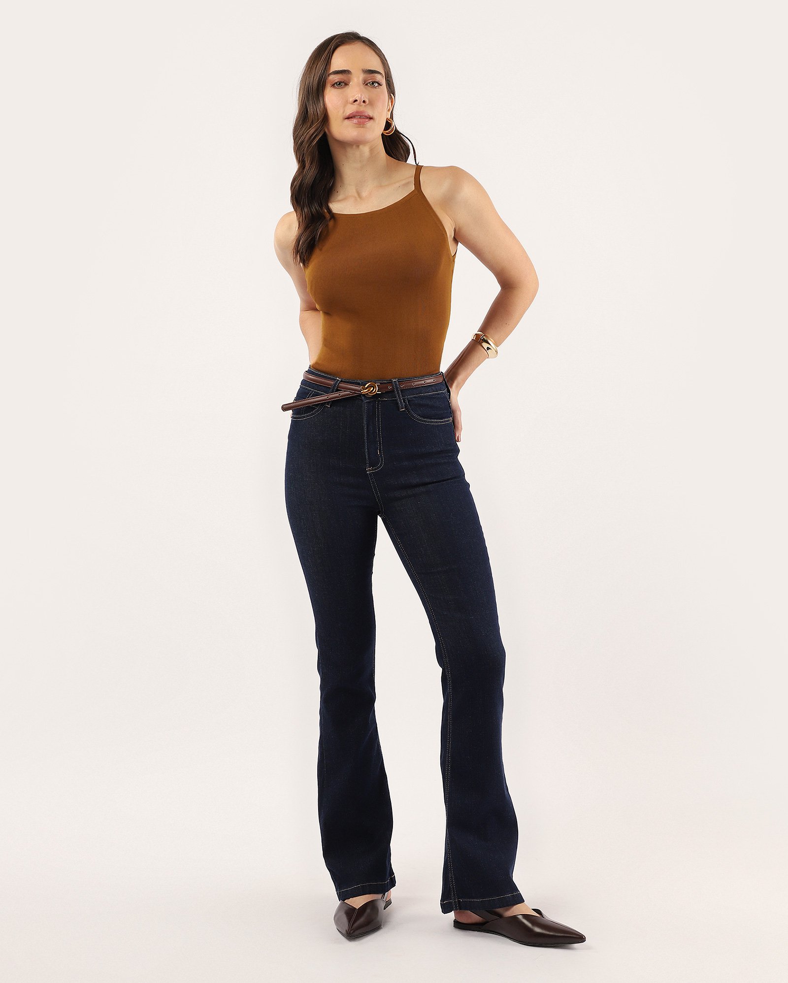 Calça jeans feminina bootcut cintura alta - Jeans Escuro | Pool Jeans