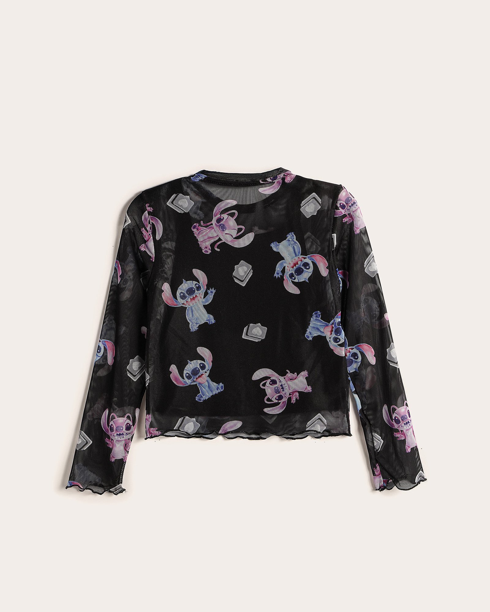 Blusa infantil em tule Stitch e Angel 4-10A preta | Disney