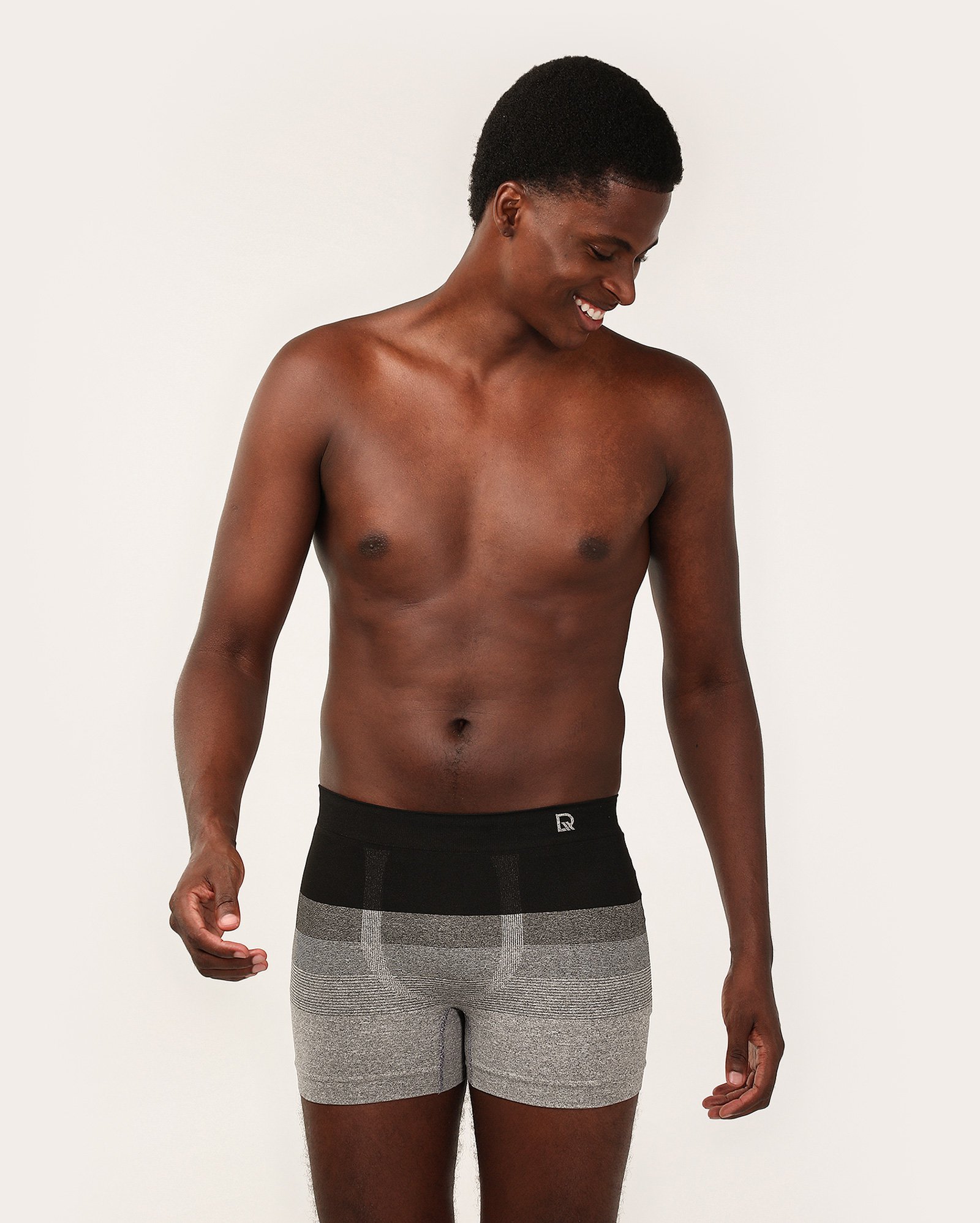 Cueca boxer com cós de elástico estampa listras cinza | Delrio