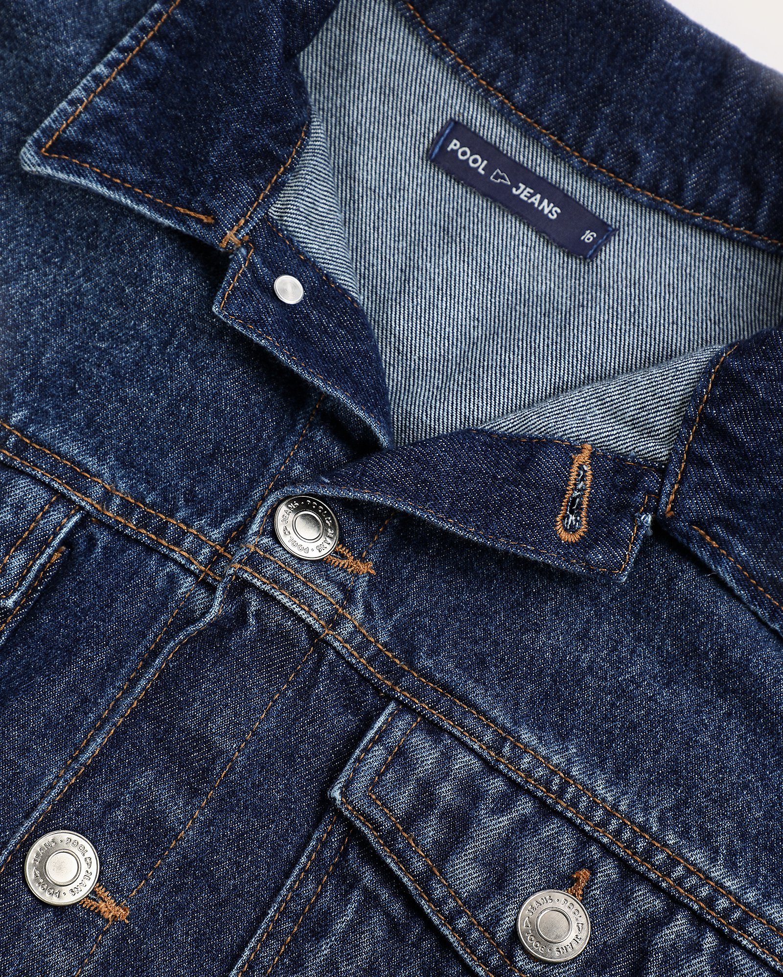 Jaqueta jeans juvenil oversized trucker cargo denim escuro | Pool