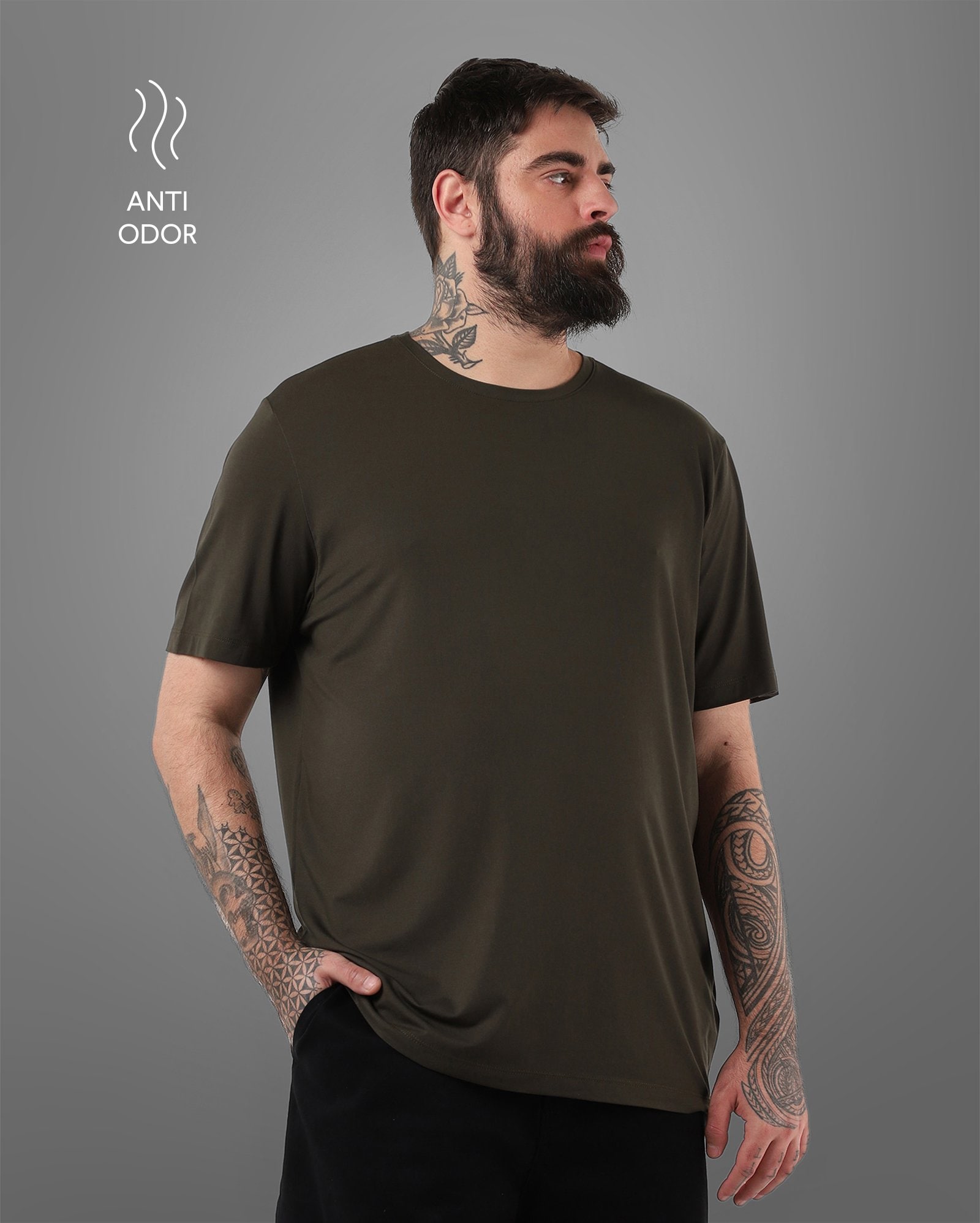Camiseta plus size masculina Tech UltraFresh - Verde Escuro