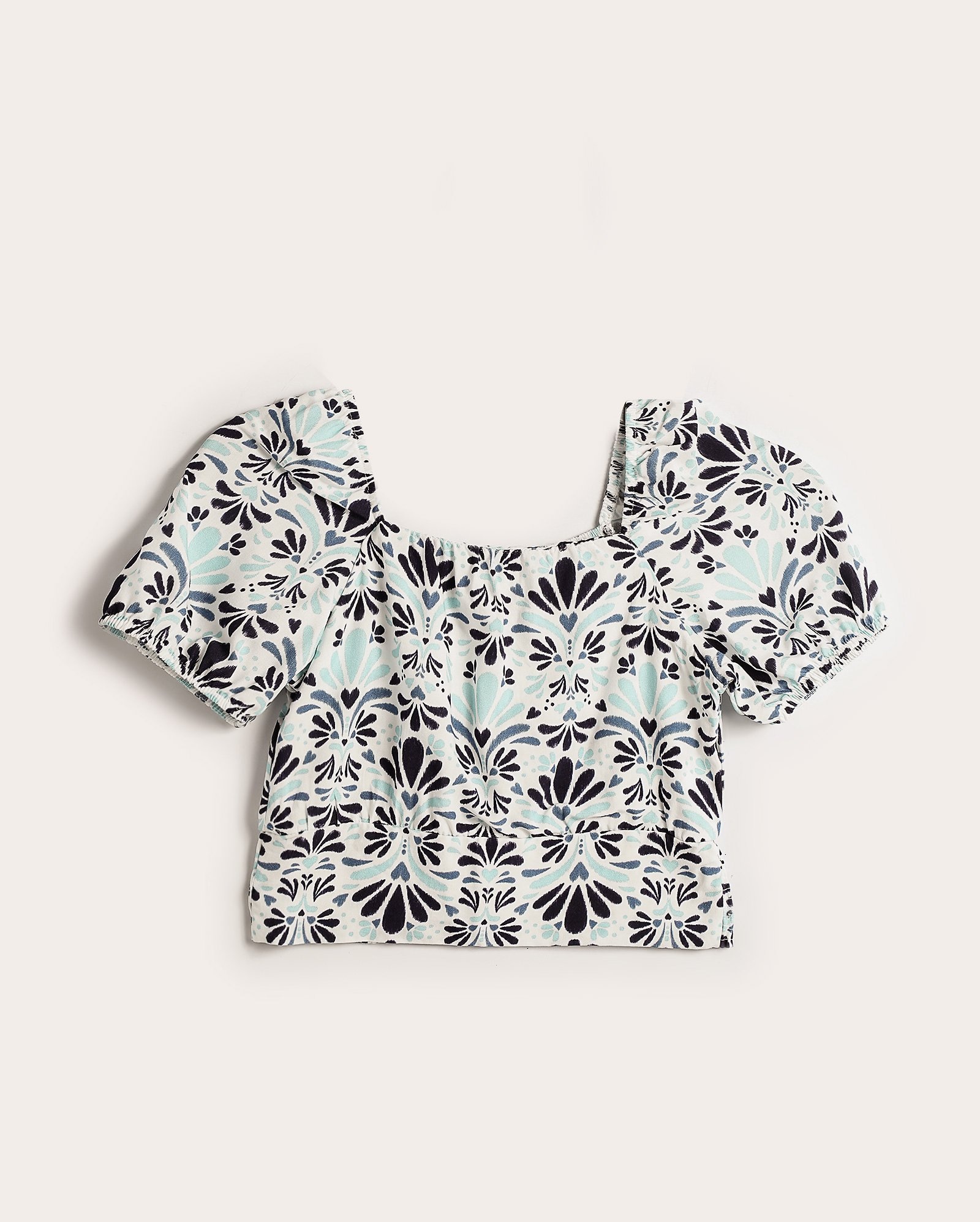 Blusa infantil com manga bufante e lastex 4-10A branca | Pool Kids