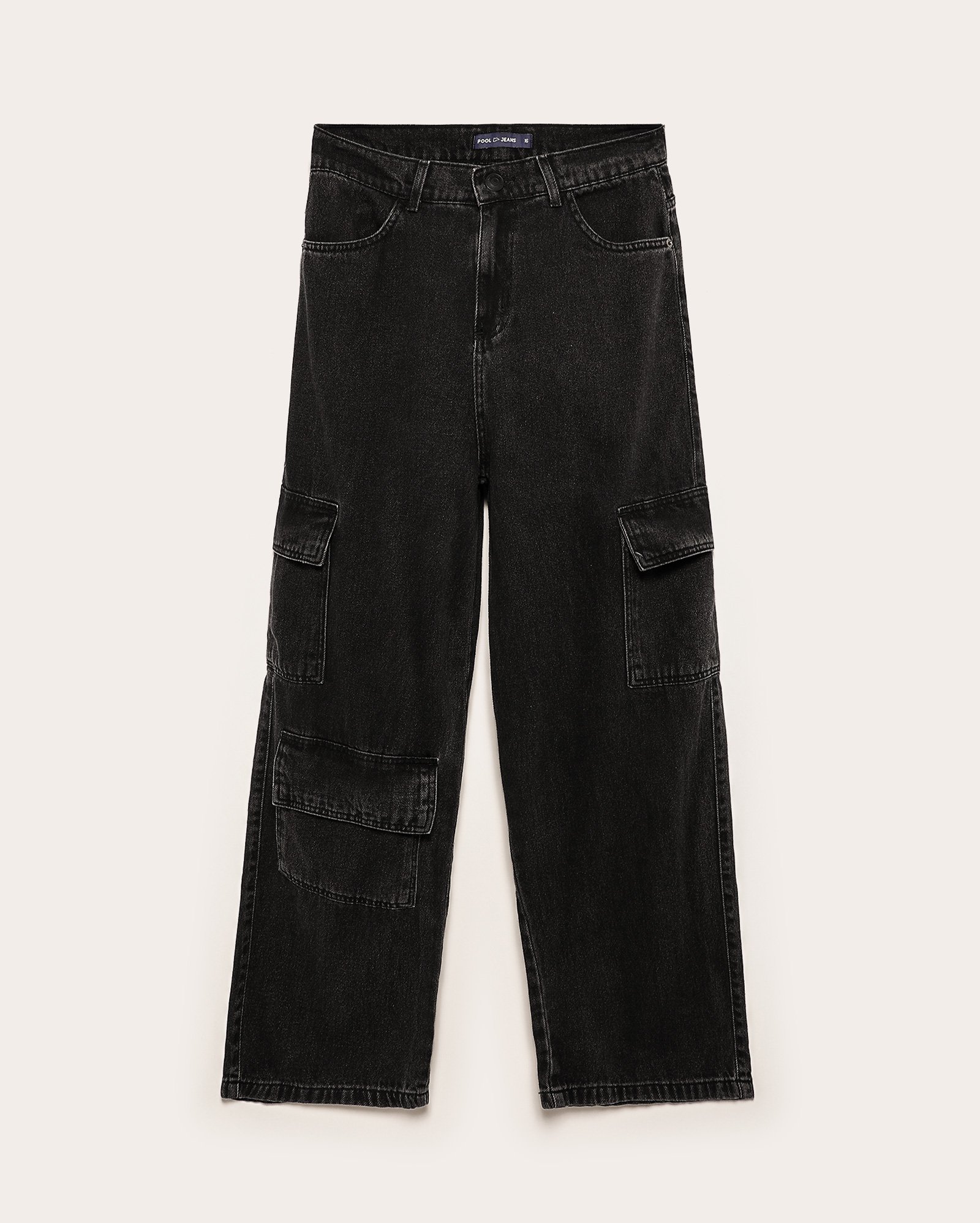 Calça black jeans juvenil skater bolsos cargo | Pool