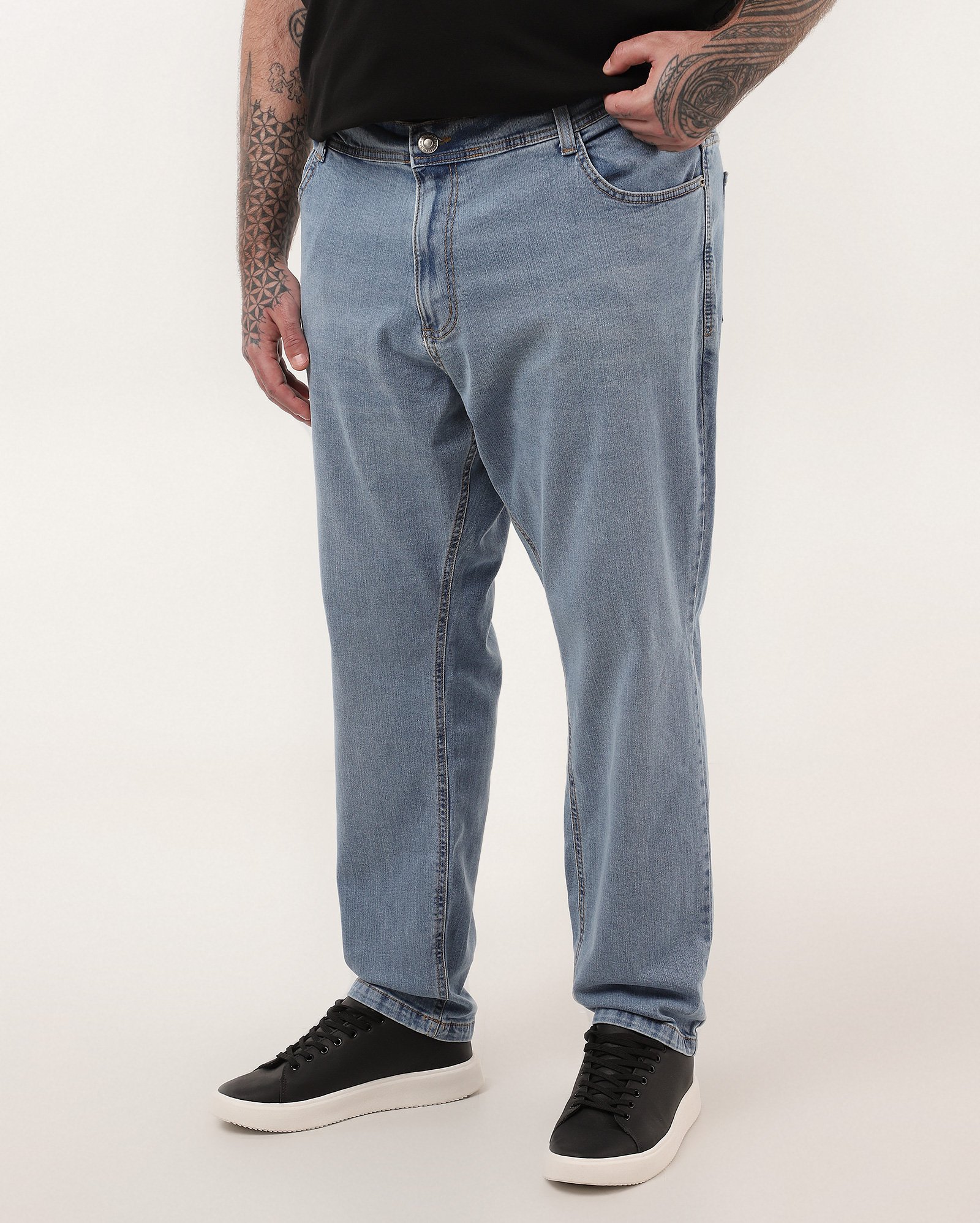 Calça jeans plus size masculina slim estonada denim médio | Pool Jeans