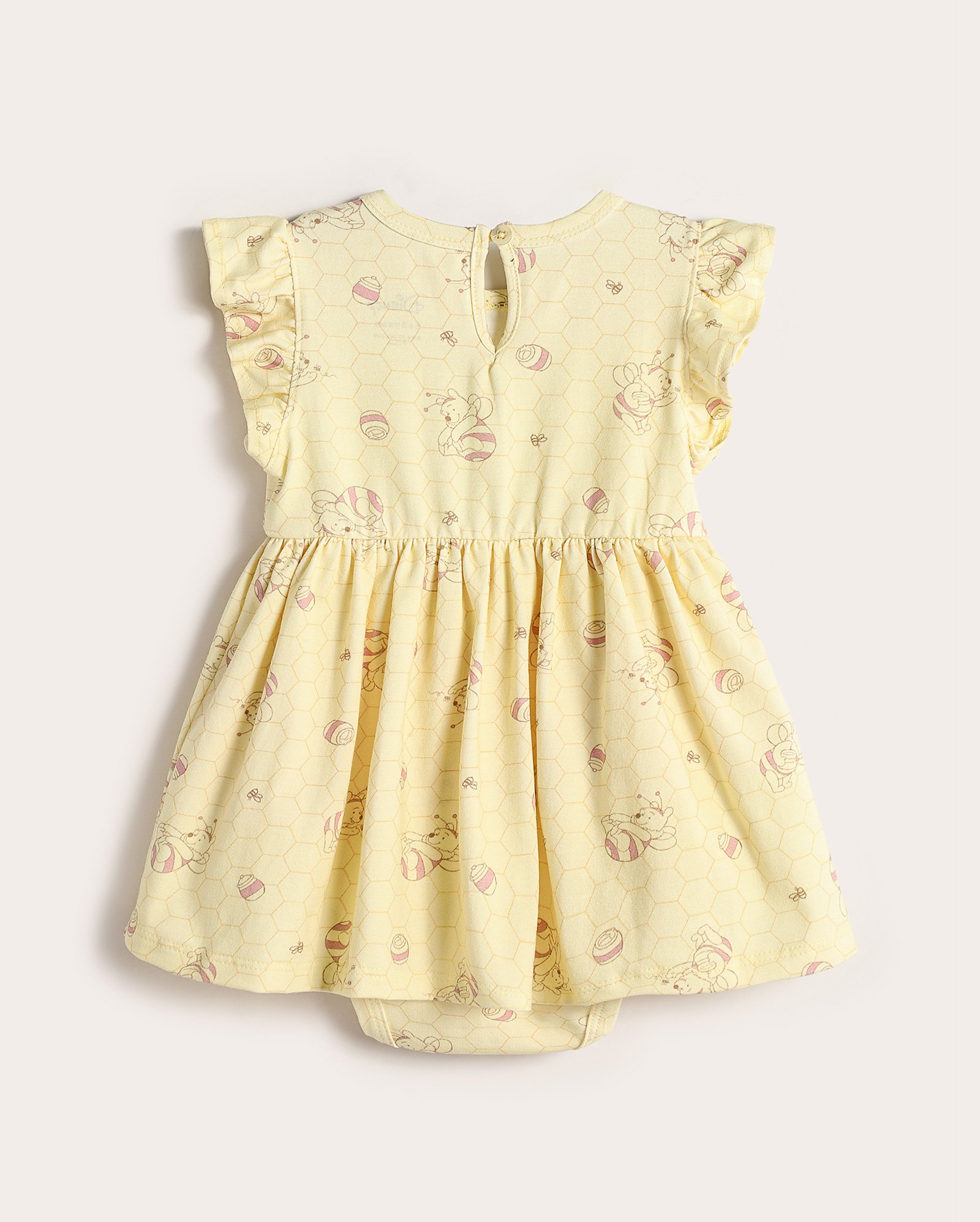 Vestido body bebê curto Ursinho Pooh amarelo | Disney