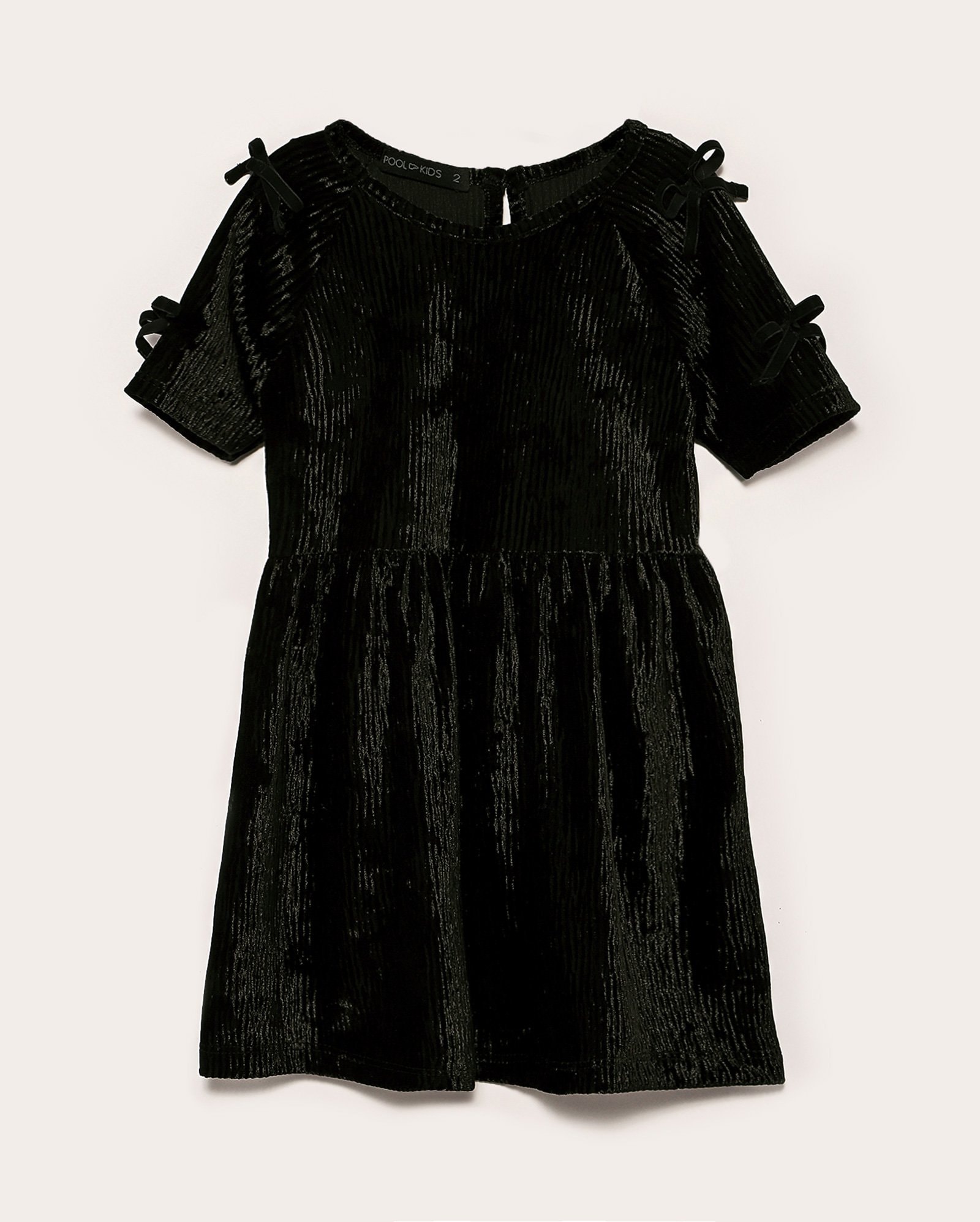 Vestido infantil godê veludo cotelê com laços 1-10A preto