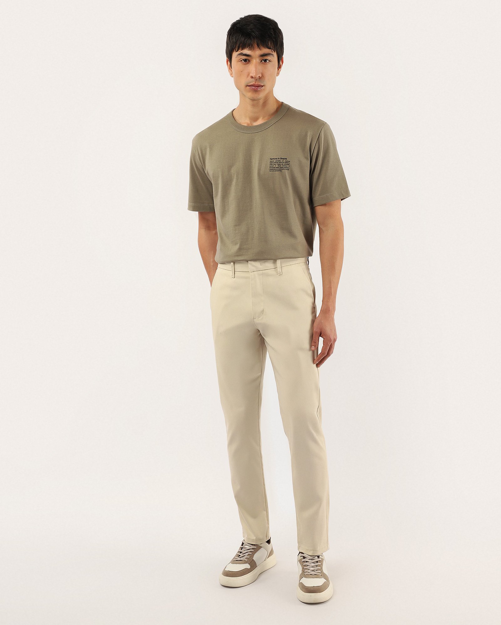 Calça sarja masculina alfaiatada slim chino - Bege Claro | Pool Jeans