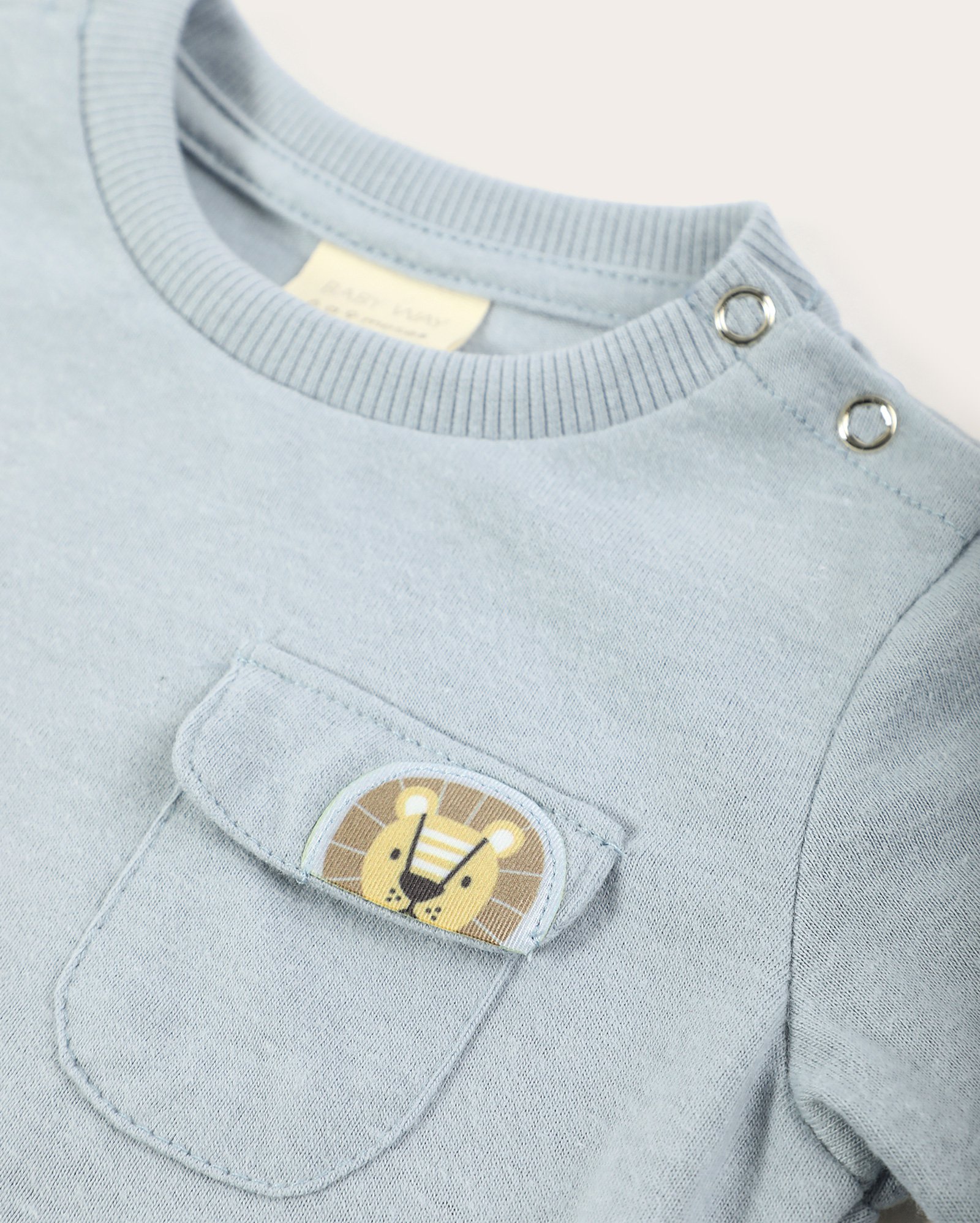 Blusa bebê manga longa estampa leãozinho azul | Baby Way