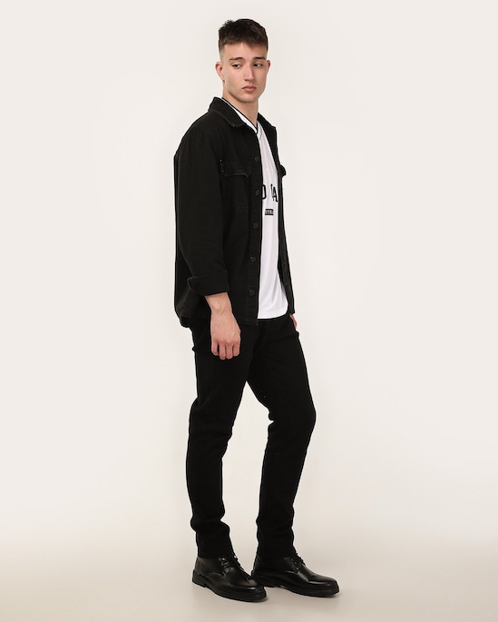 Calça sarja masculina slim everblack - preta | Pool Jeans
