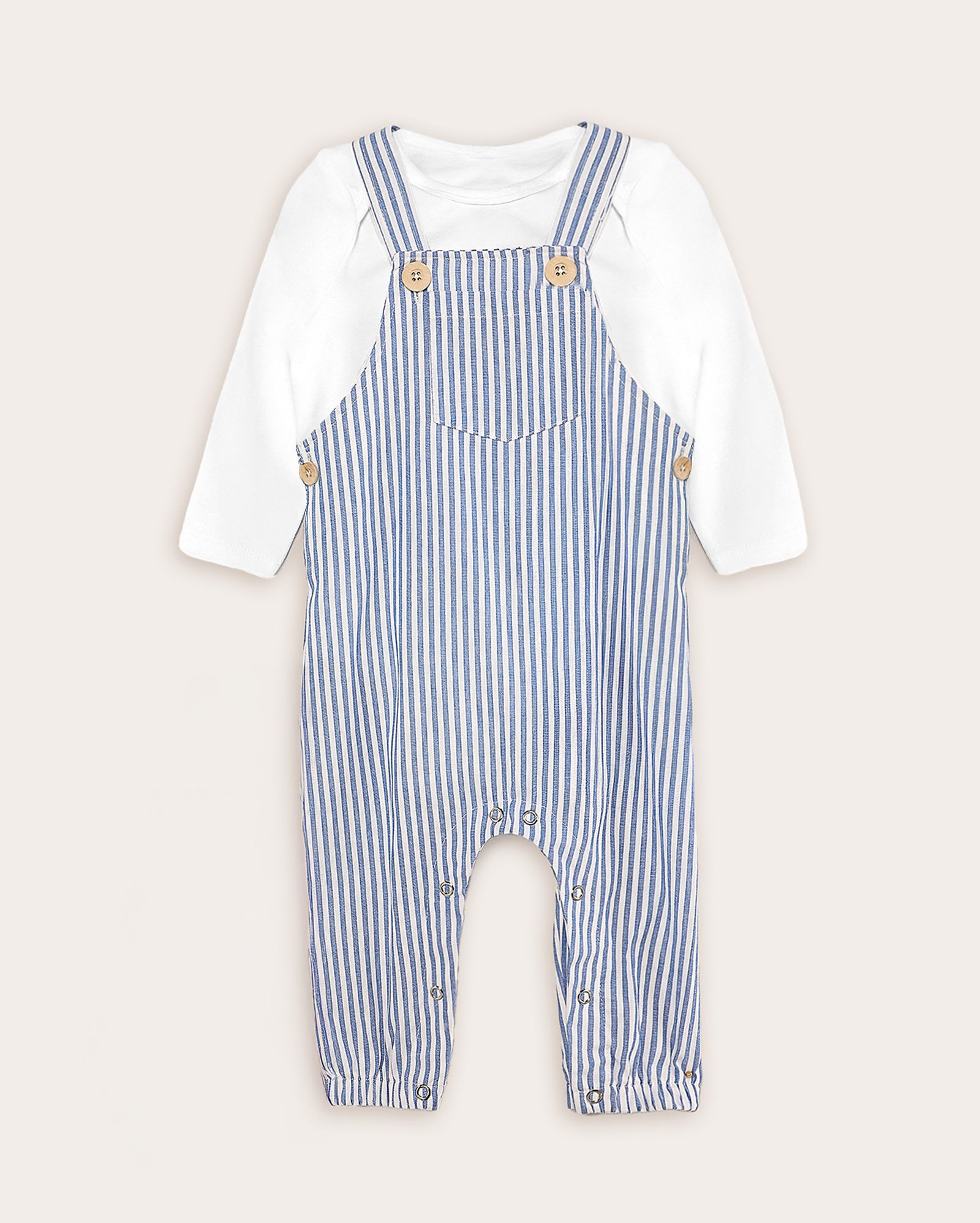 Jardineira bebê listrada com bolso e body multicor | Baby Way