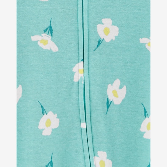 Macacão bebê floral com pezinhos azul | Carter's