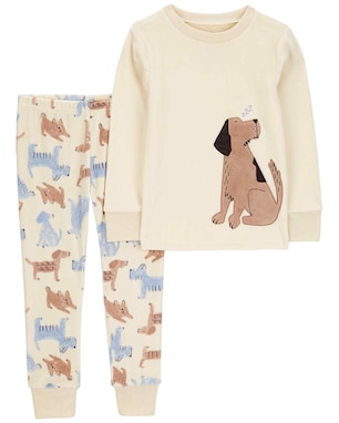Pijama longo infantil 2 peças plush cachorrinhos bege | Carter's