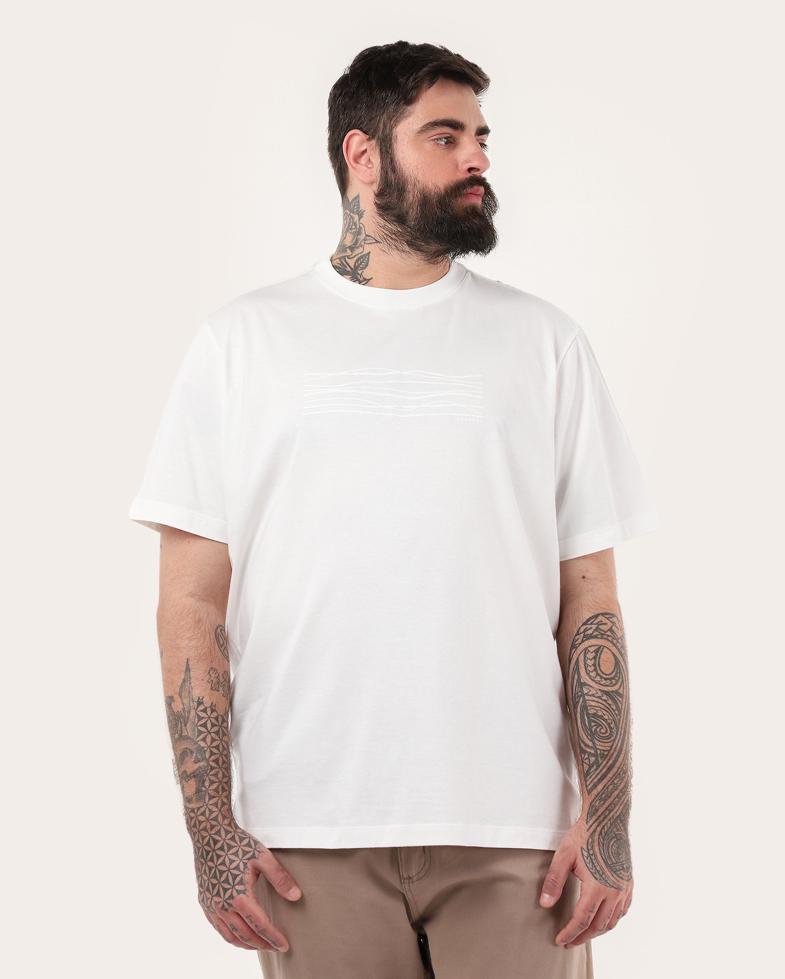 Camiseta plus size masculina regular harmony branca | Original Plus by Riachuelo