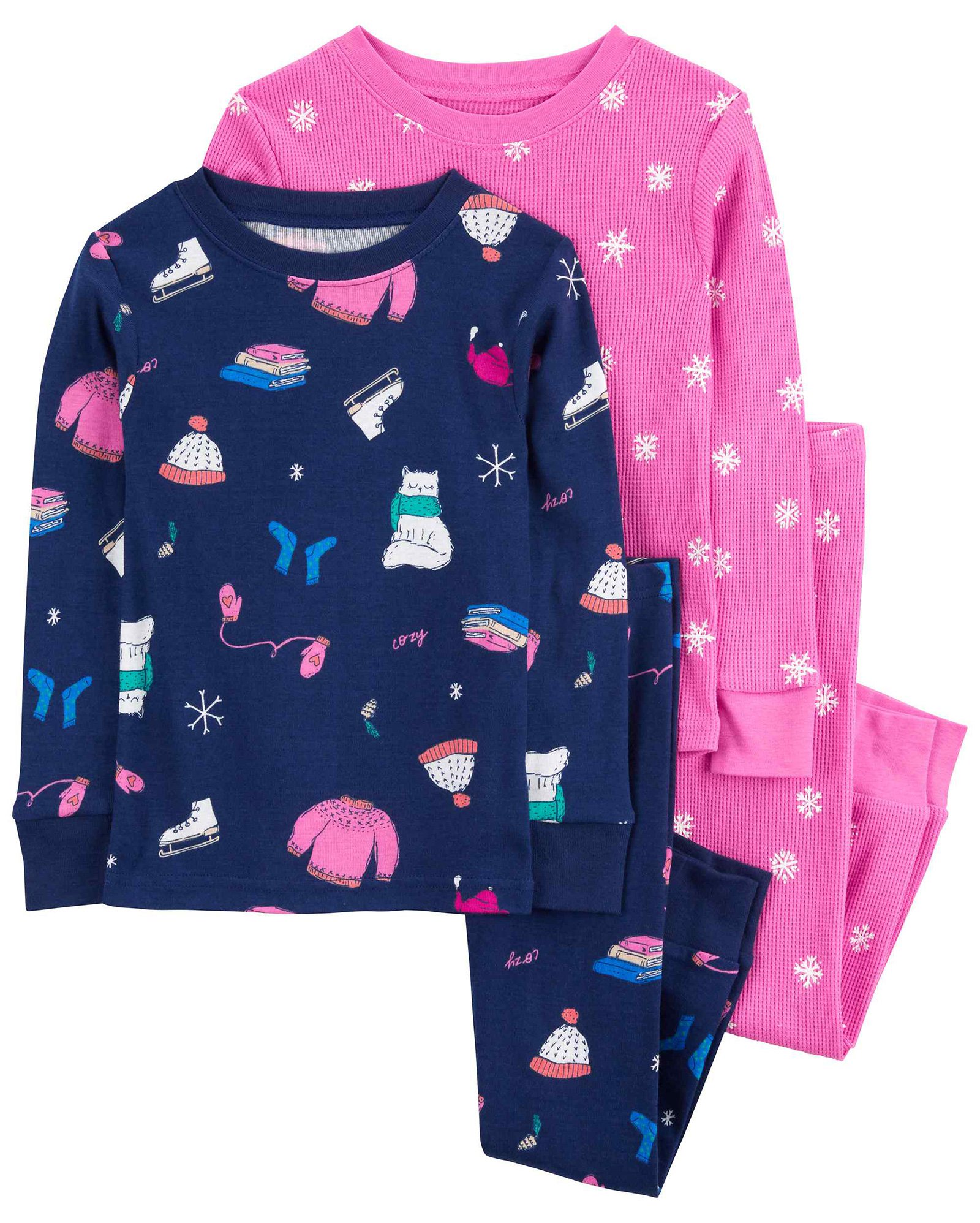 Pijama longo infantil 4 peças neve e floral multicor | Carter's