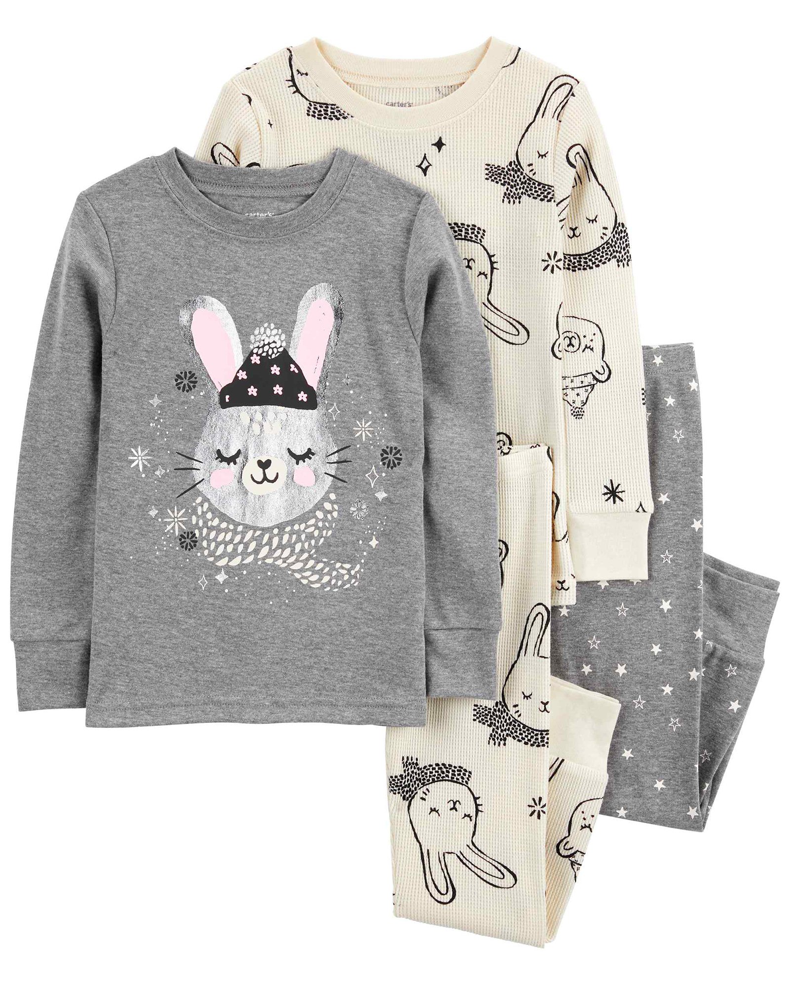 Pijama longo infantil 4 peças coelho metalizado multicor | Carter's