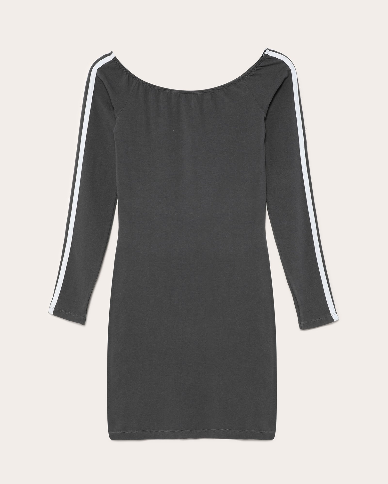 Vestido curto juvenil tubinho ombro a ombro cinza | Pool