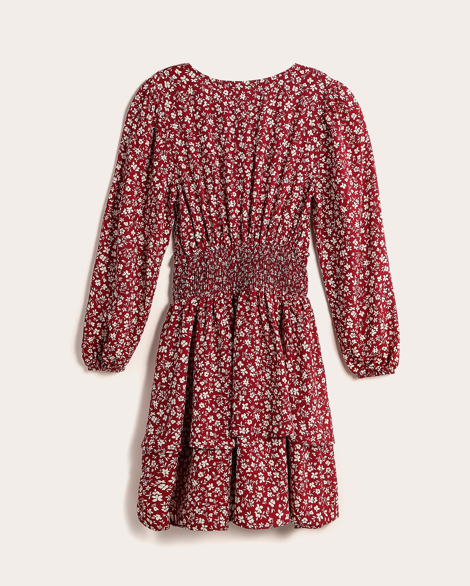 Vestido curto juvenil evasê em viscose floral vermelho | Pool