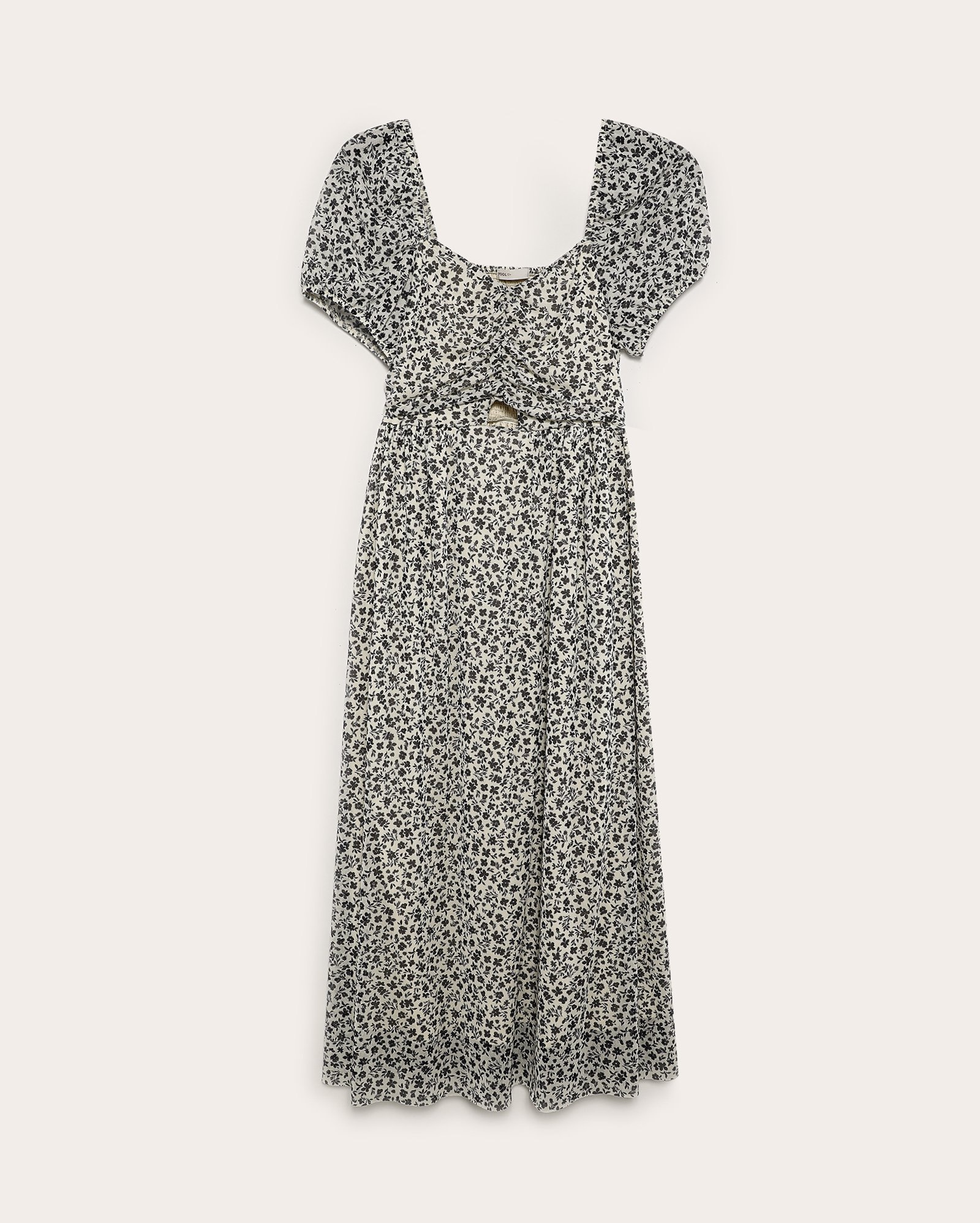 Vestido juvenil midi mangas bufantes de tule floral multicor | Pool