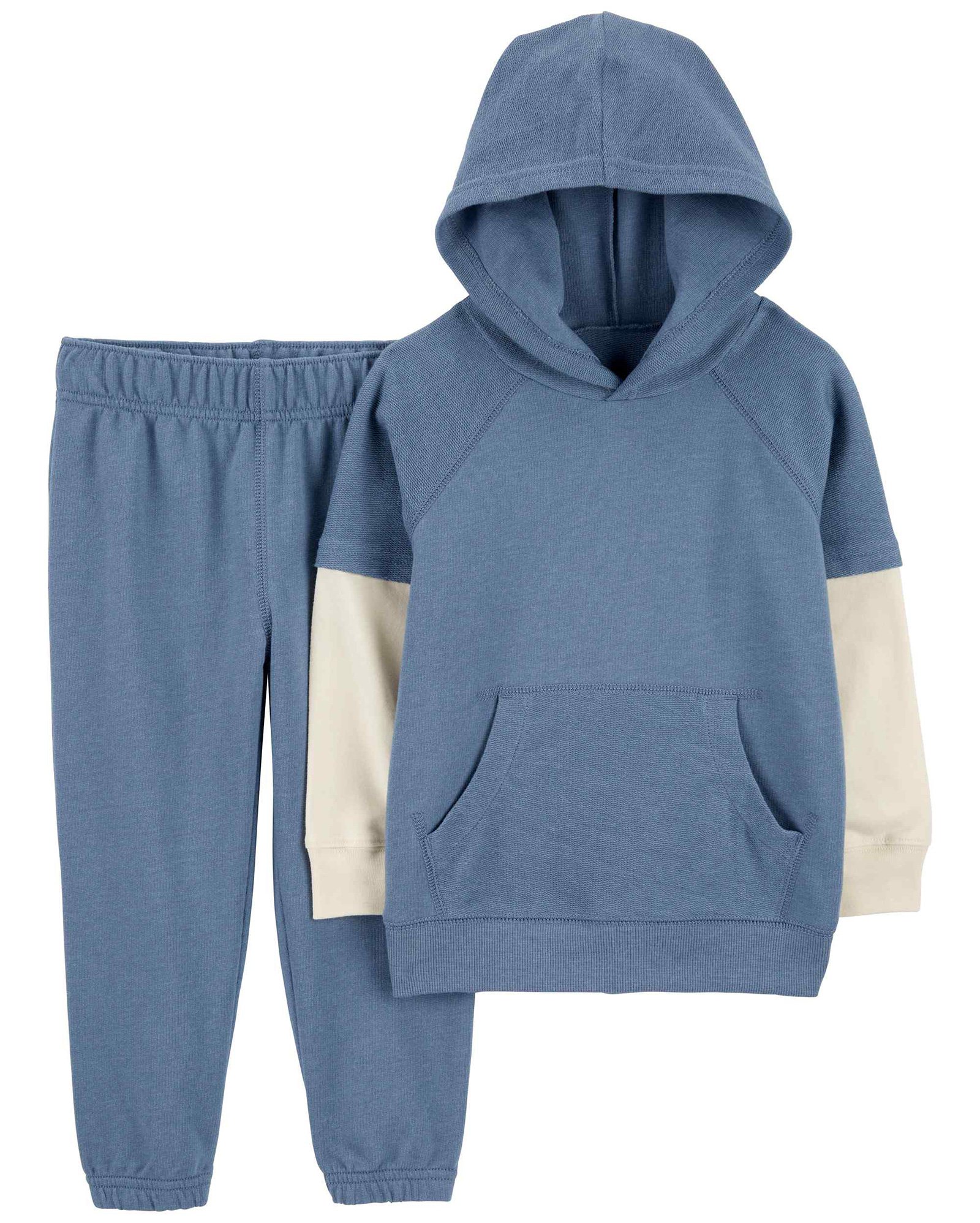Conjunto longo de moletom infantil 2 peças com capuz azul | Carter's
