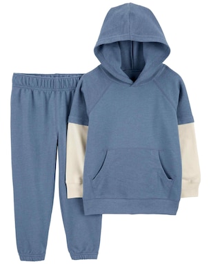 Conjunto longo de moletom infantil 2 peças com capuz azul | Carter's