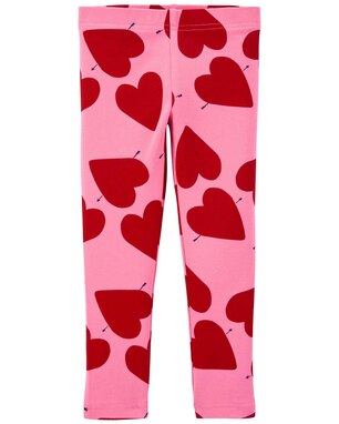Calça legging infantil Valentine's Day rosa | Carter's