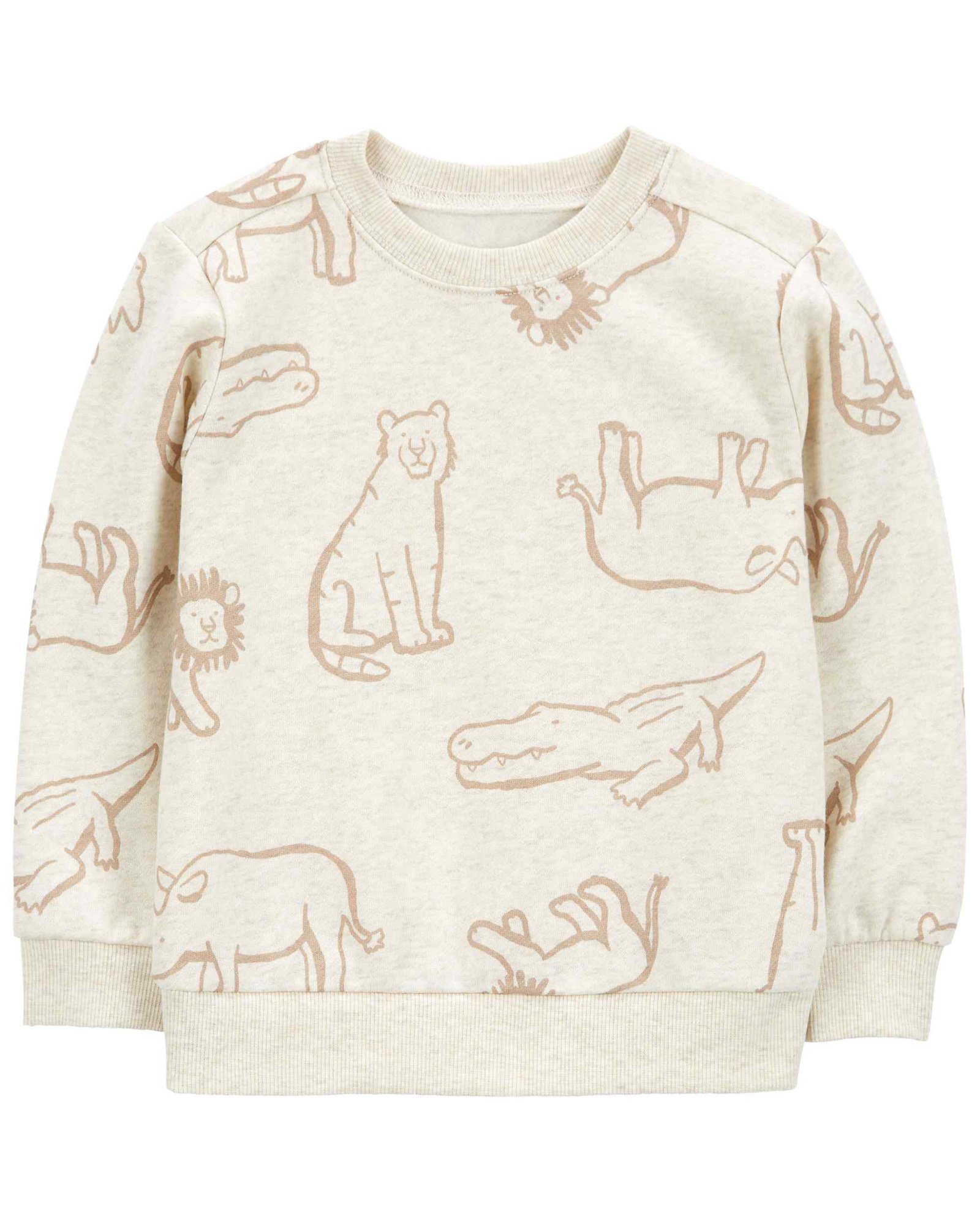 Blusa de moletom bebê mescla animais bege | Carter's