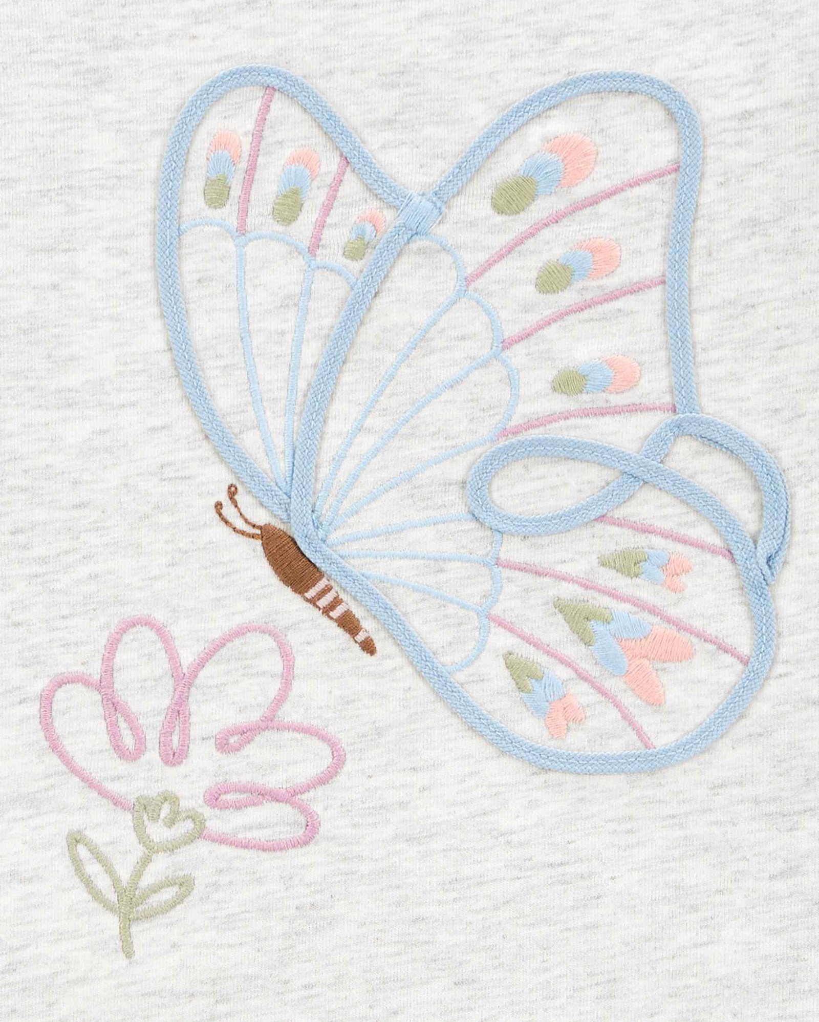 Blusa infantil com babados mesclada borboleta cinza | Carter's 