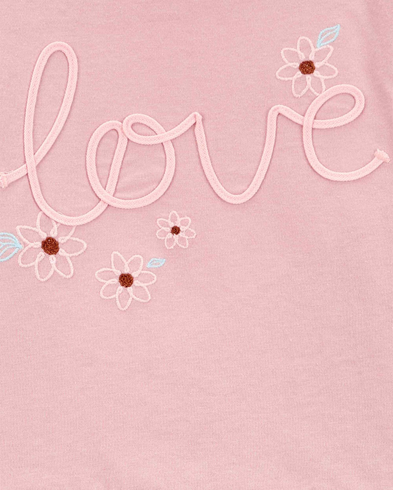Blusa infantil com babados bordado love rosa | Carter's