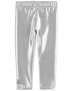 Calça legging infantil metalizada prata | Carter's