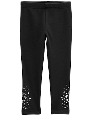 Calça legging infantil peluciada estrelas brilhosas preta | Carter's