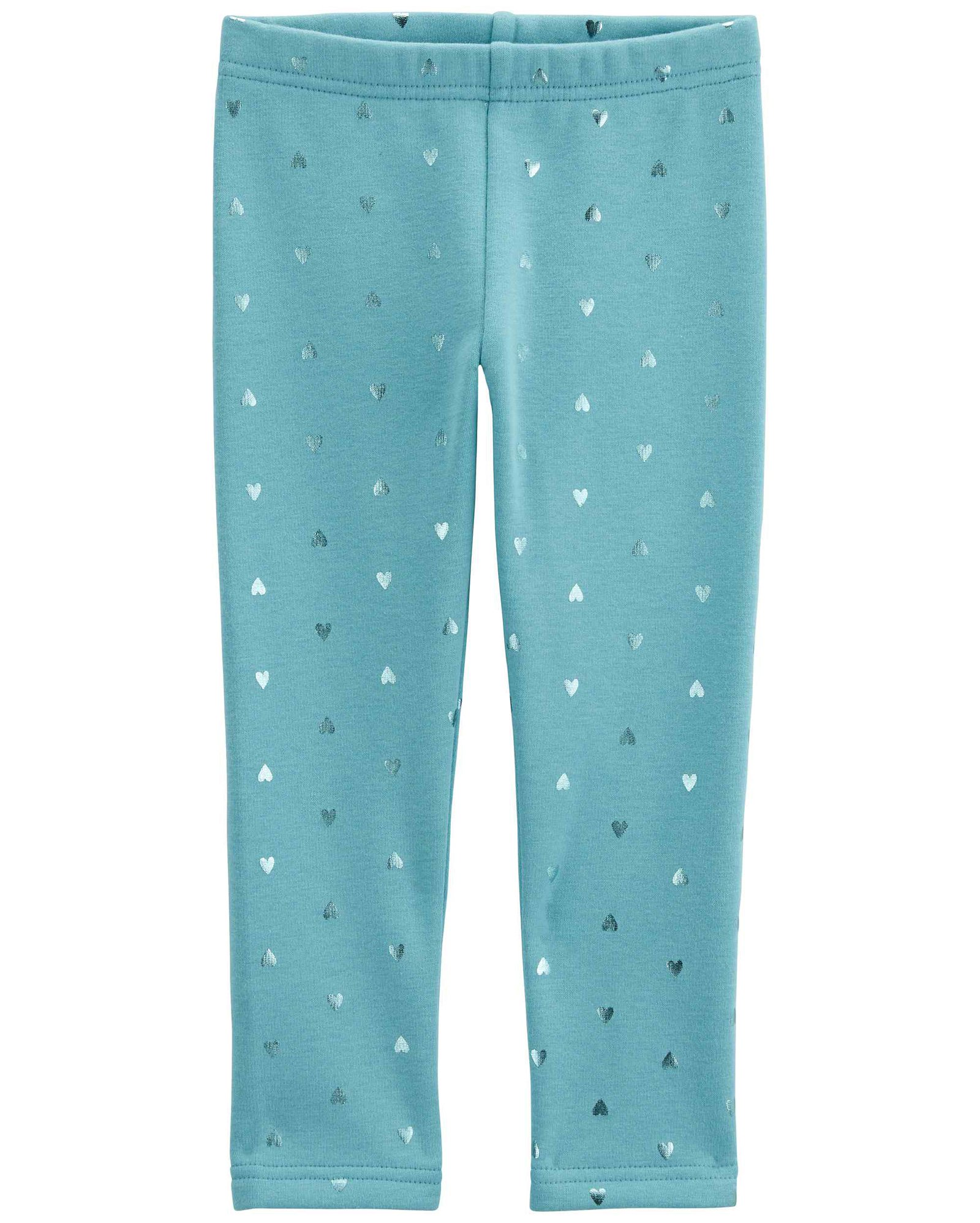 Calça legging infantil peluciada corações brilhosos azul | Carter's