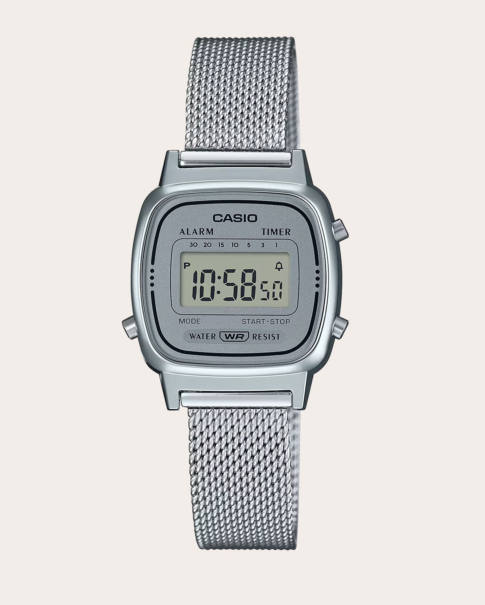 Relógio digital feminino LA670WEM 7DF prata | CASIO