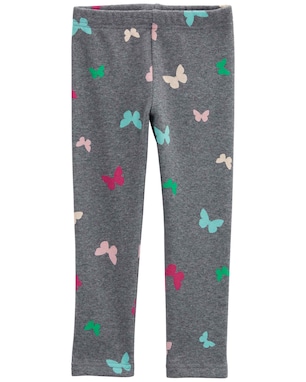 Calça legging infantil peluciada borboletas mescla cinza | Carter's