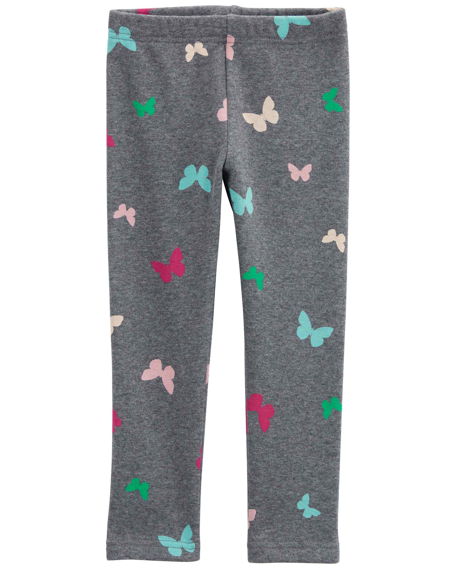 Calça legging infantil peluciada borboletas mescla cinza | Carter's