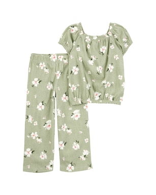 Conjunto longo infantil 2 peças texturizada floral verde | Carter's