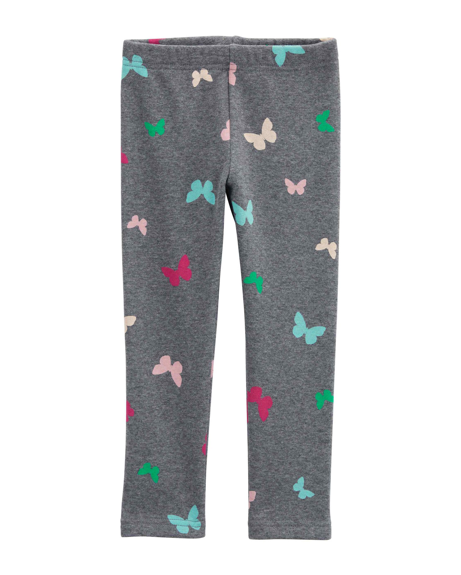 Calça legging bebê peluciada borboletas mescla cinza | Carter's