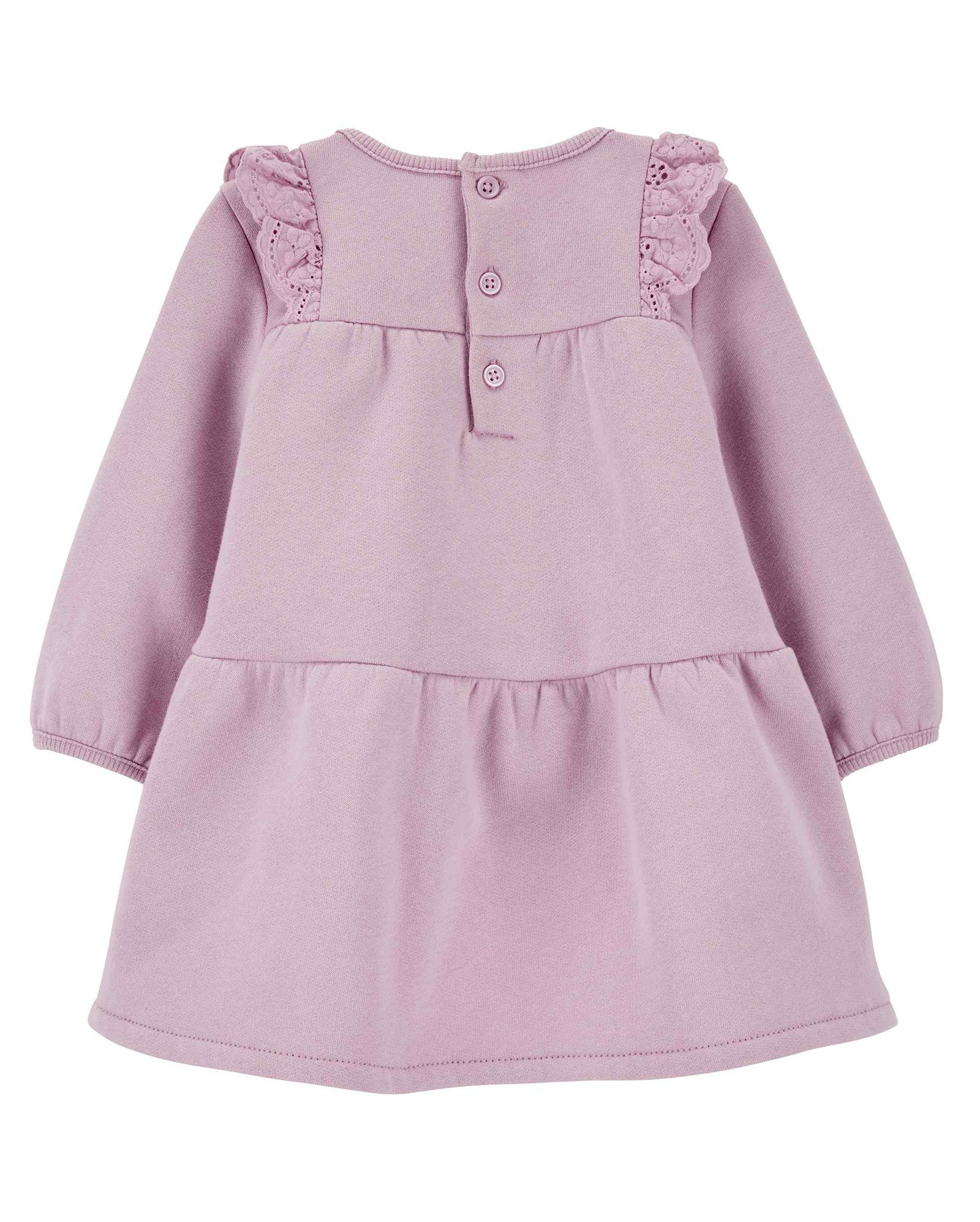 Vestido bebê evasê manga longa babados e calcinha lilás | Carter's
